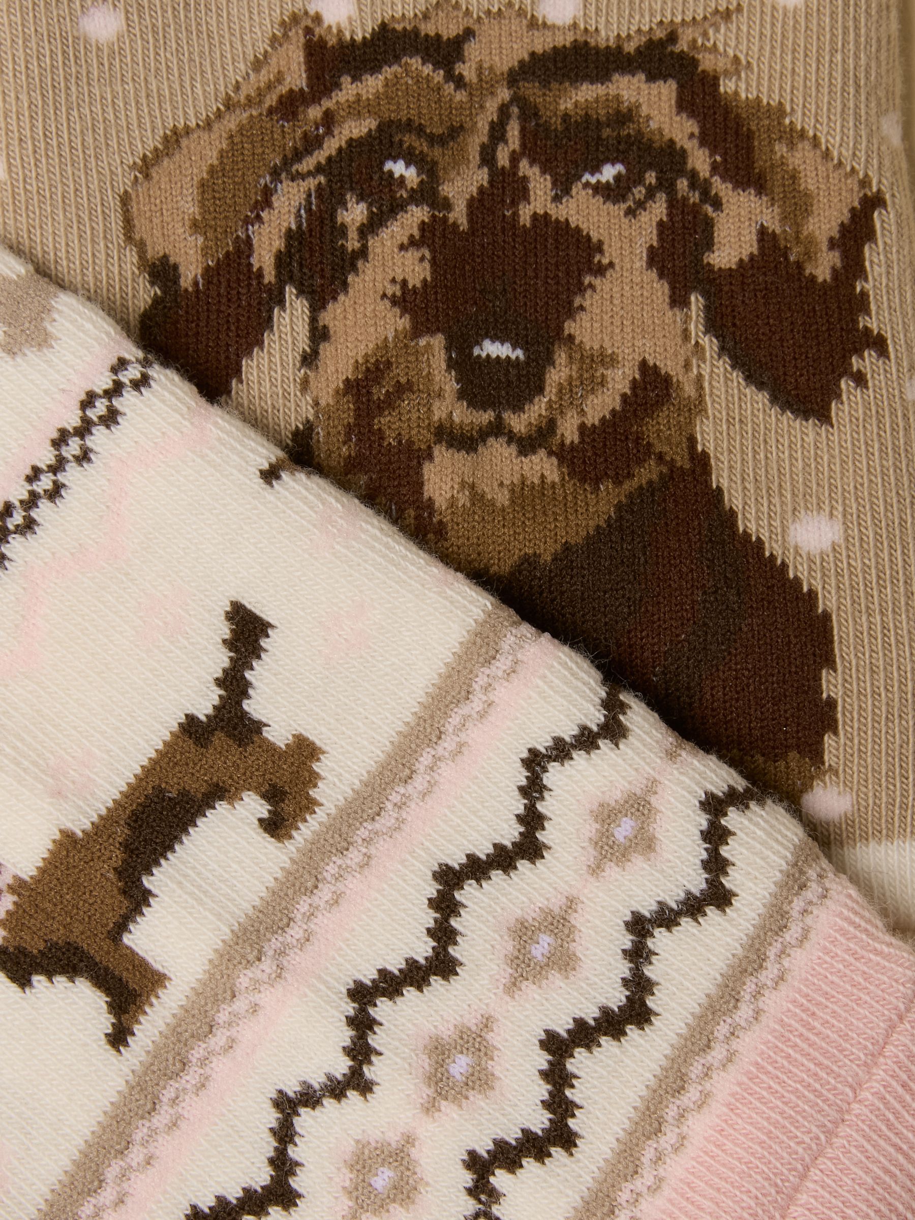 Women's Rilla Neutral & Pink Dog Trainer Socks 2 Pack  (size 4-8) - Image 3 of 3