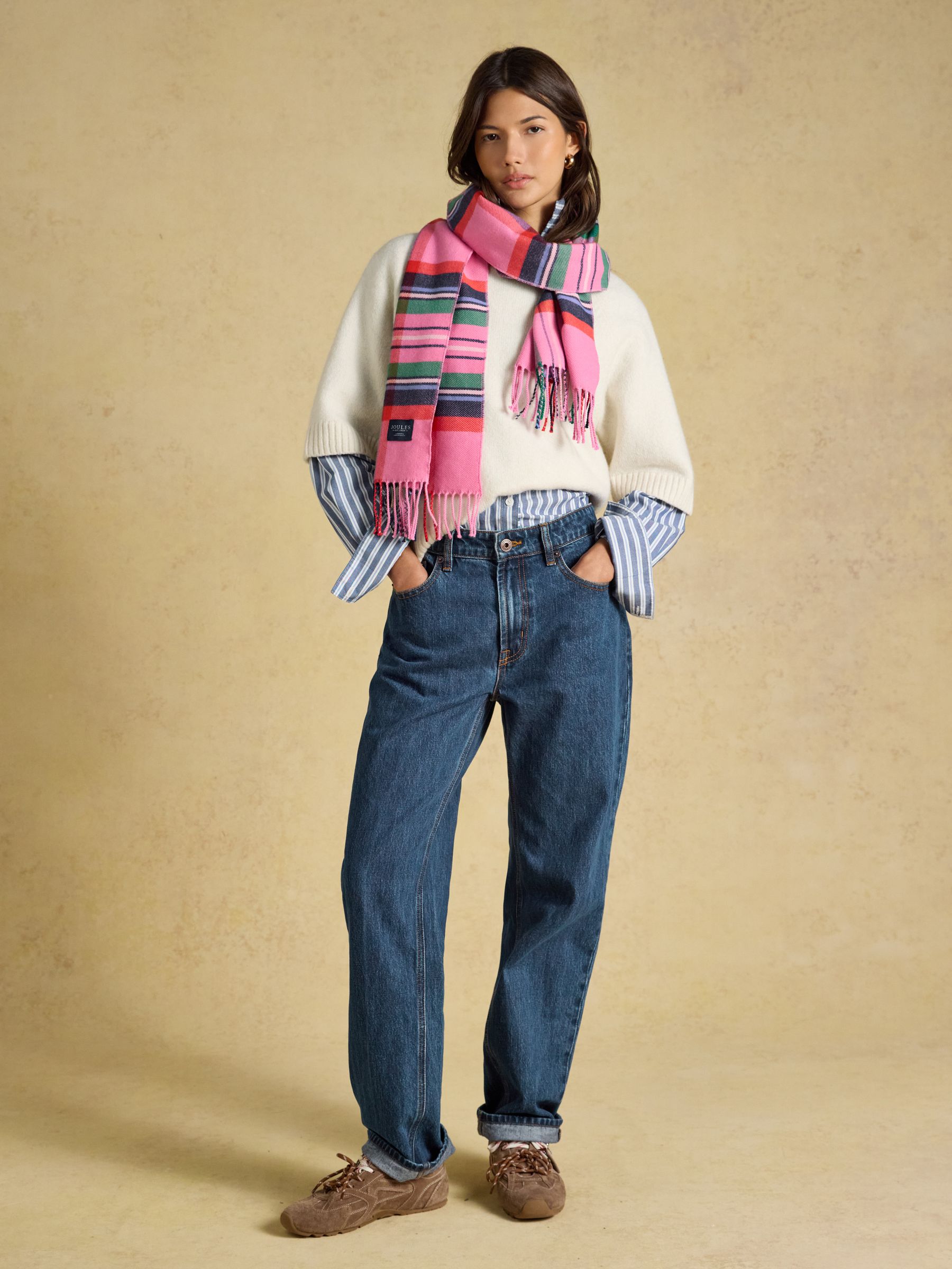Langtree Pink & Green Check Scarf - Image 4 of 6