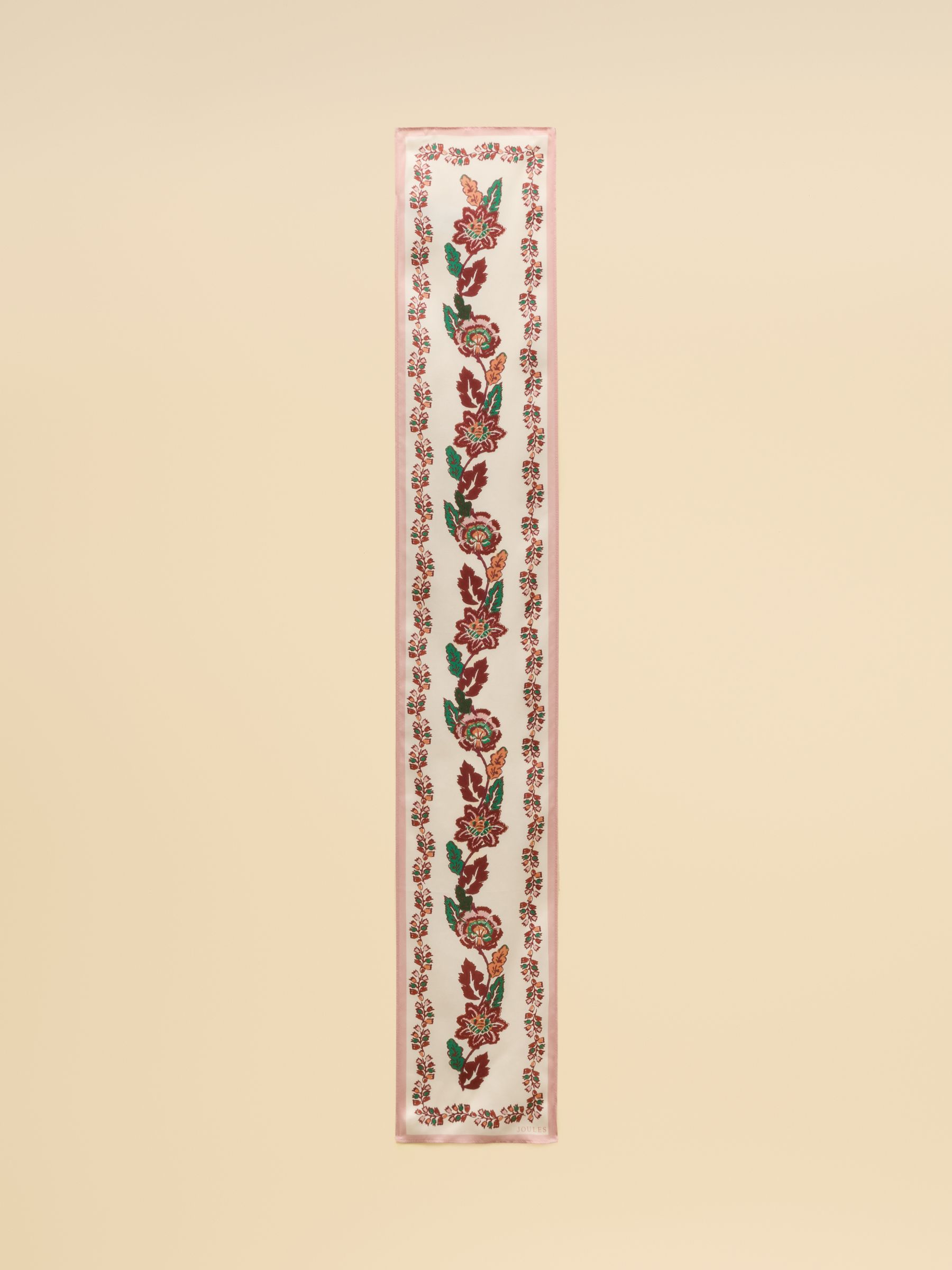 Highgrove Ecru Floral 100% Silk Skinny Scarf - Image 5 of 6