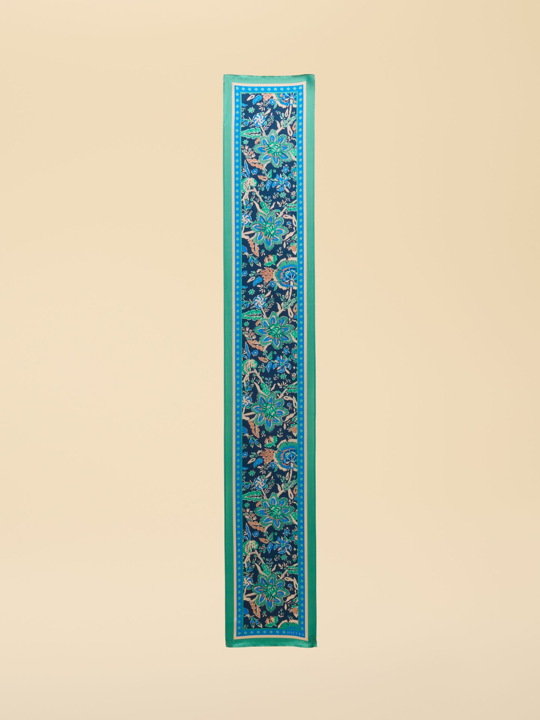 Highgrove Green Blue Floral 100% Silk Skinny Scarf - Image 5 of 5