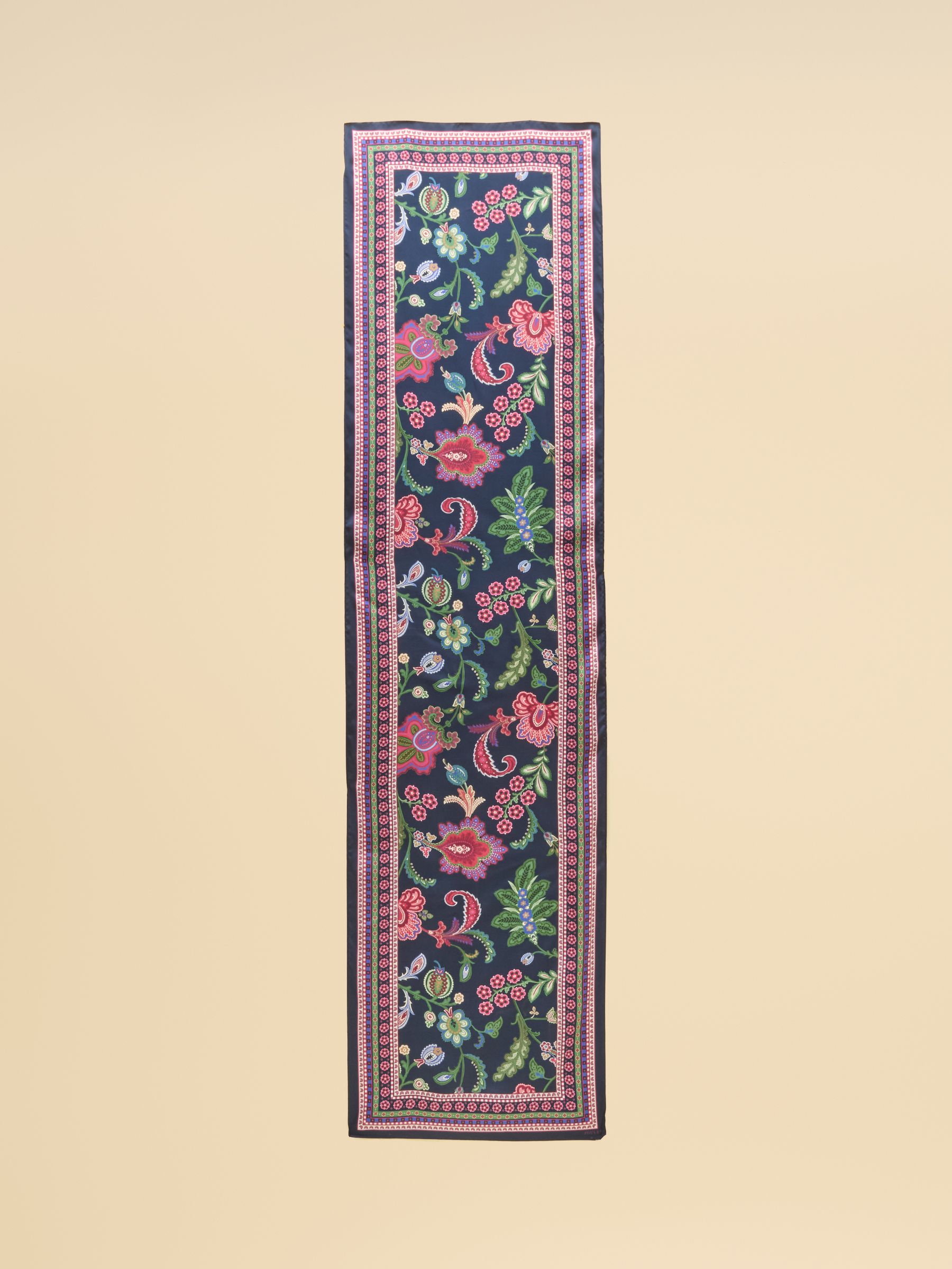 Windsor Navy & Pink Floral 100% Silk Large Rectangle Scarf - Image 5 of 6