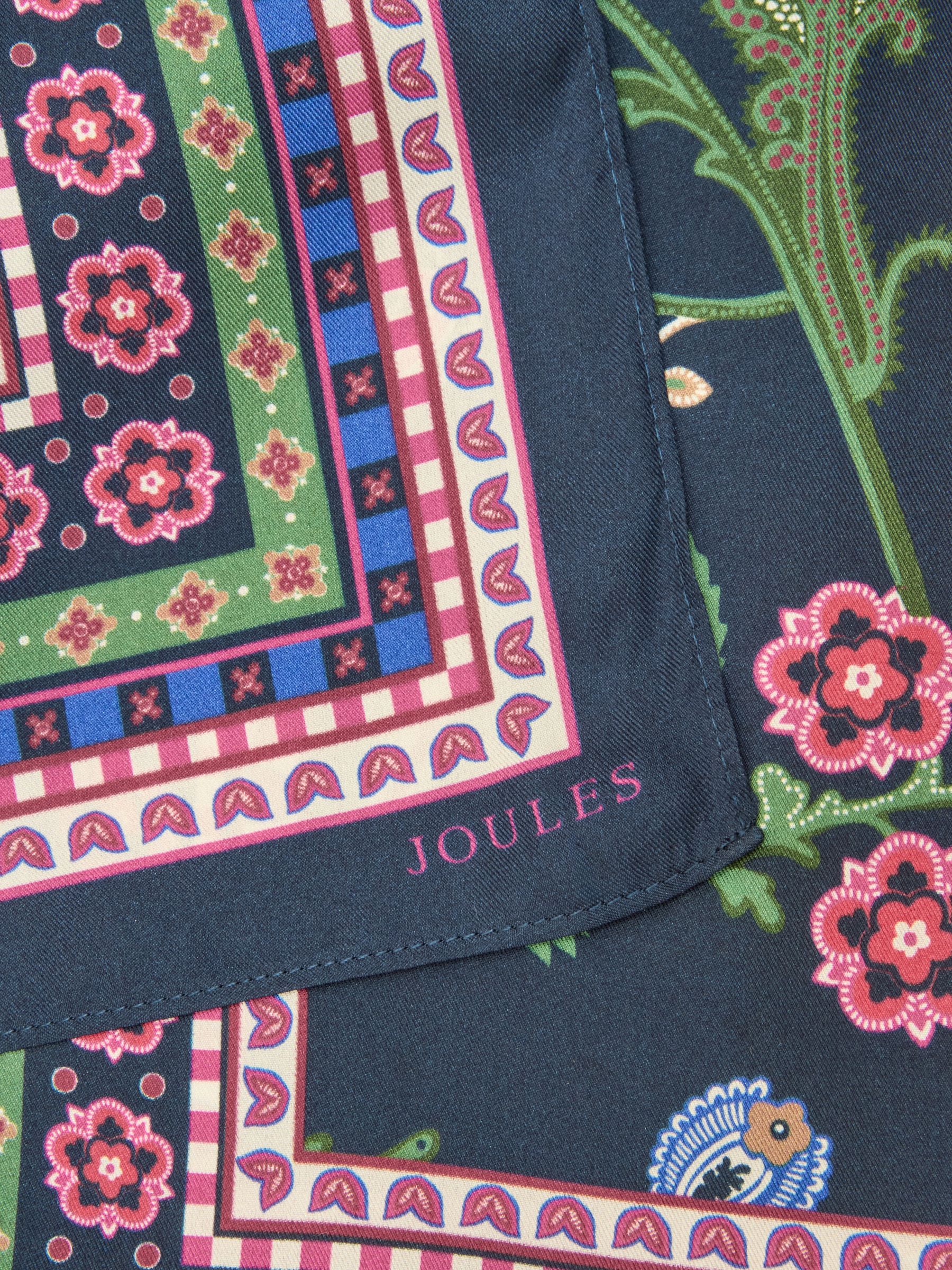 Windsor Navy & Pink Floral 100% Silk Large Rectangle Scarf - Image 6 of 6