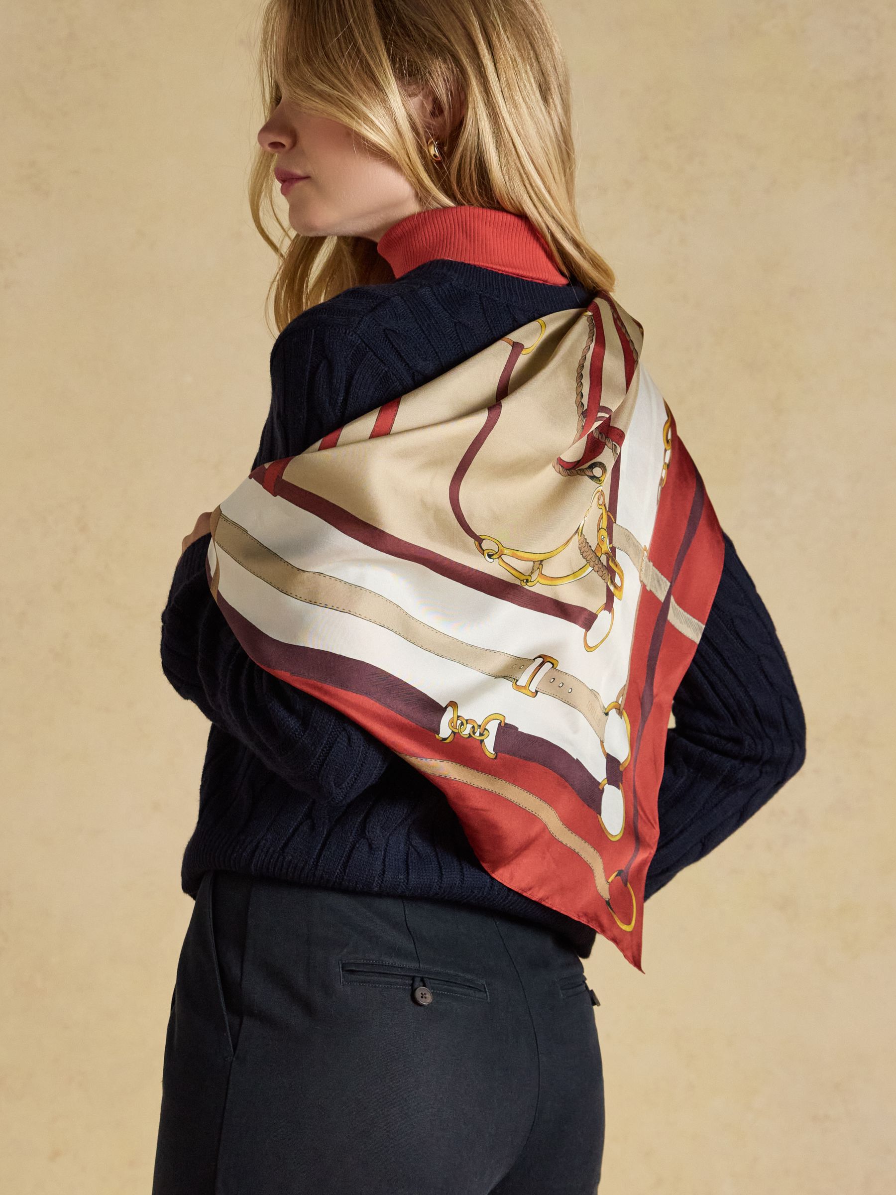 Bloomfield Burnt Orange Bridle Silk Square Scarf - Image 4 of 7