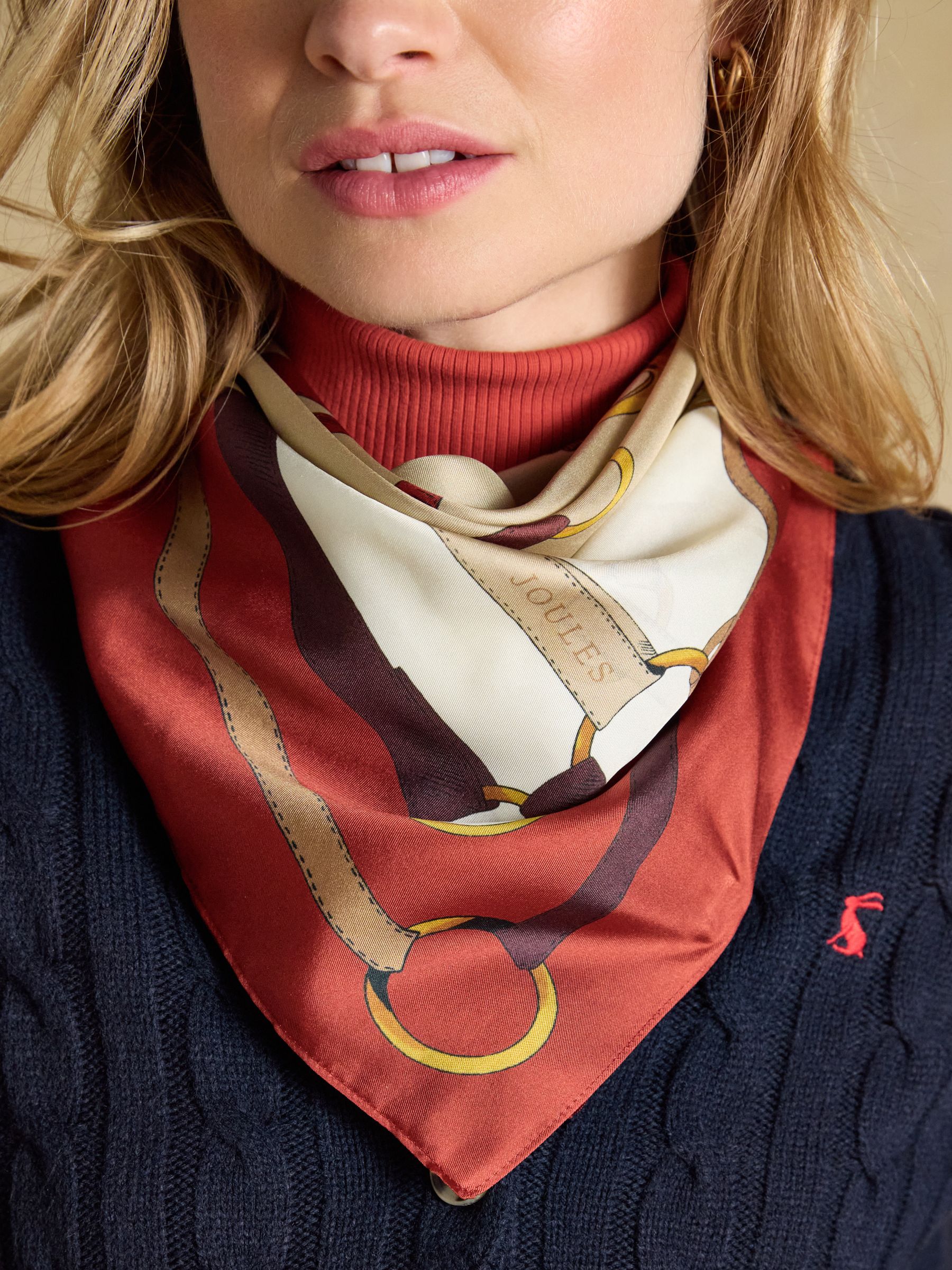 Bloomfield Burnt Orange Bridle Silk Square Scarf - Image 5 of 7