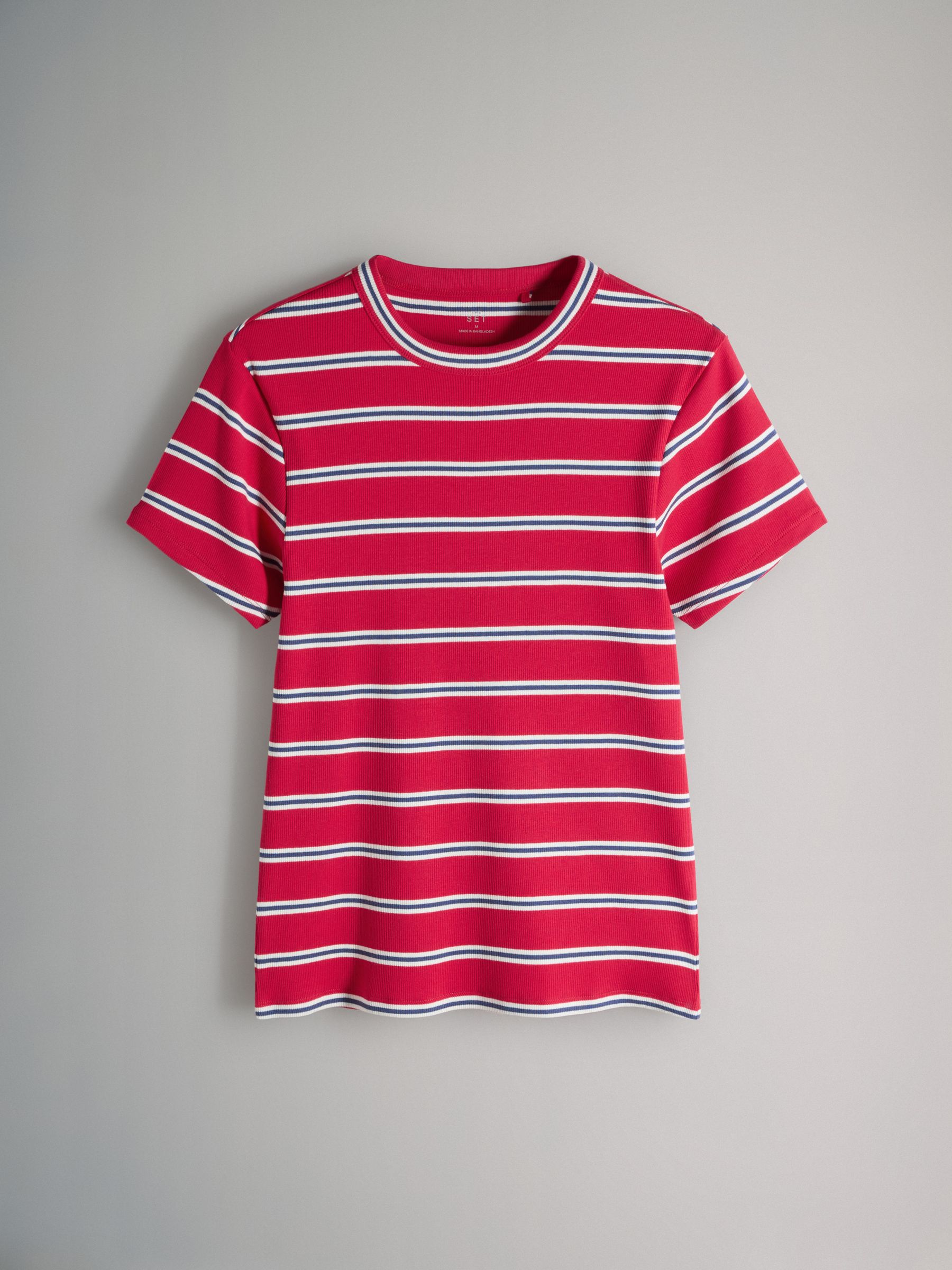 8 Pack Short Sleeve Ribbed T-Shirts Navy/Blue/Red/Light Green/White/Stripe - Image 6 of 6