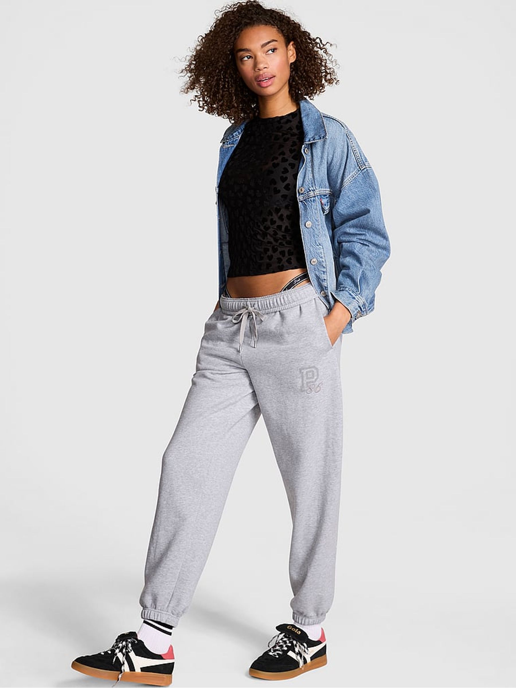 Medium Heather Grey Logo Cuffed Fleece Joggers - Image 1 of 2