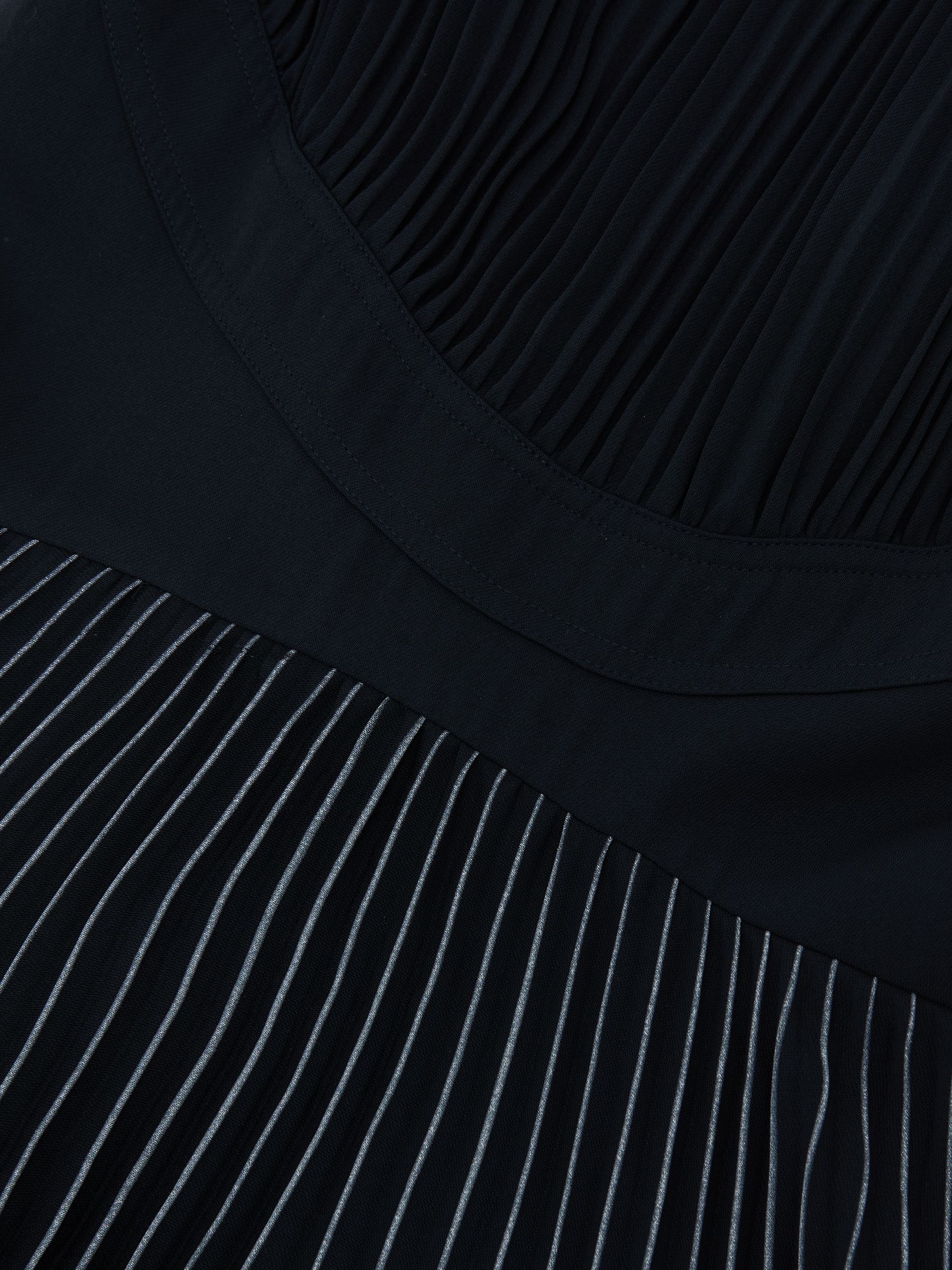 Petite Pleated Sleeveless Midi Dress in Navy - Image 6 of 7