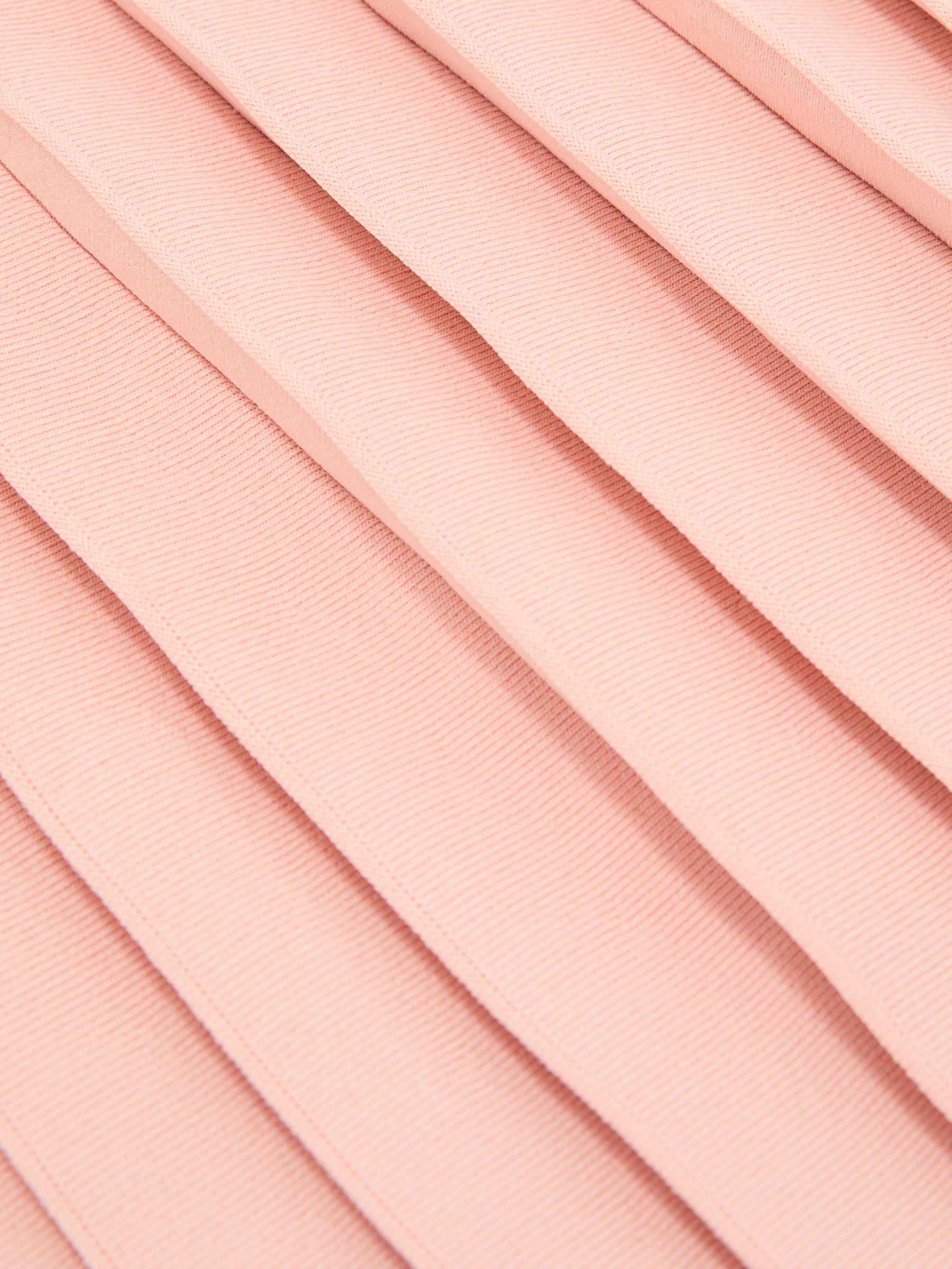 Jupe midi plissée rayée en maille rose - Image 6 de 6