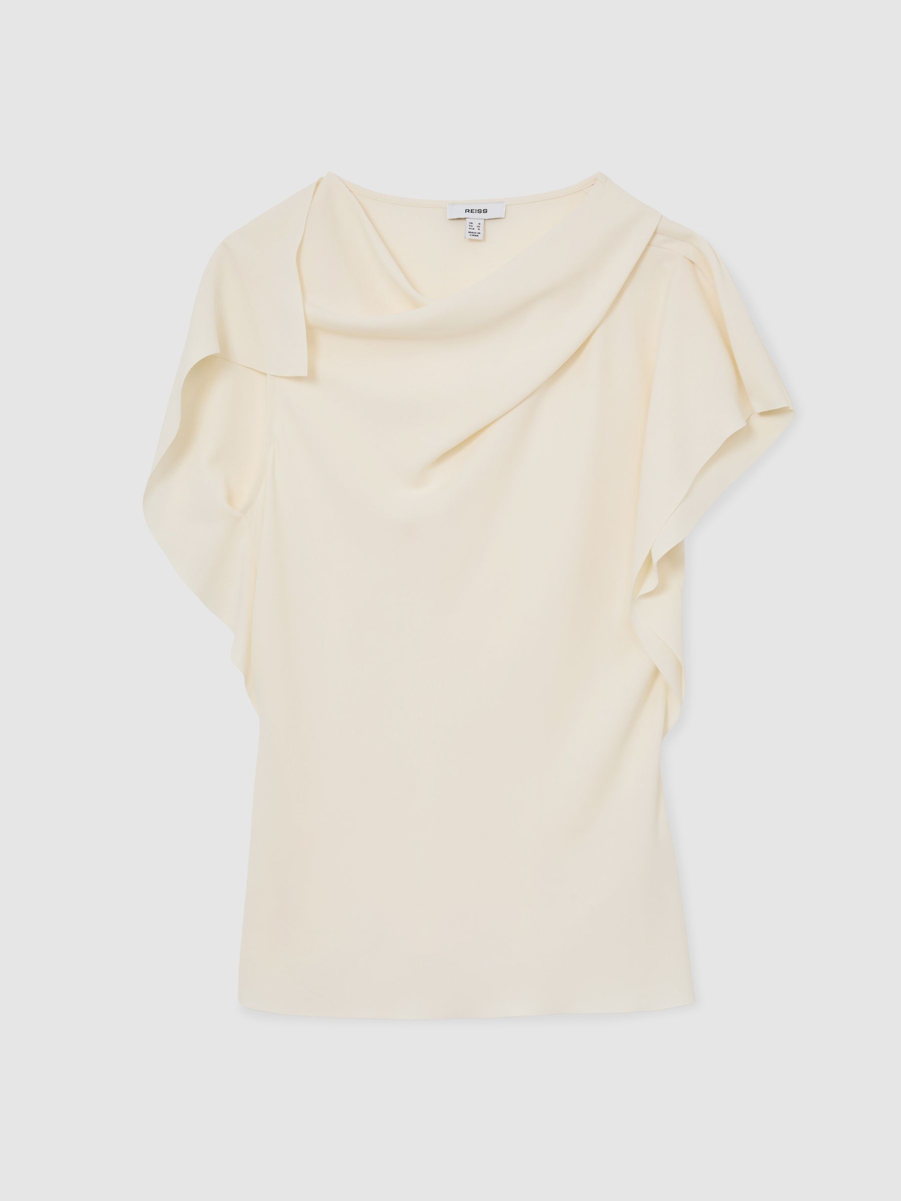 Asymmetric Drape-Neck Top in Ivory - Image 2 of 6