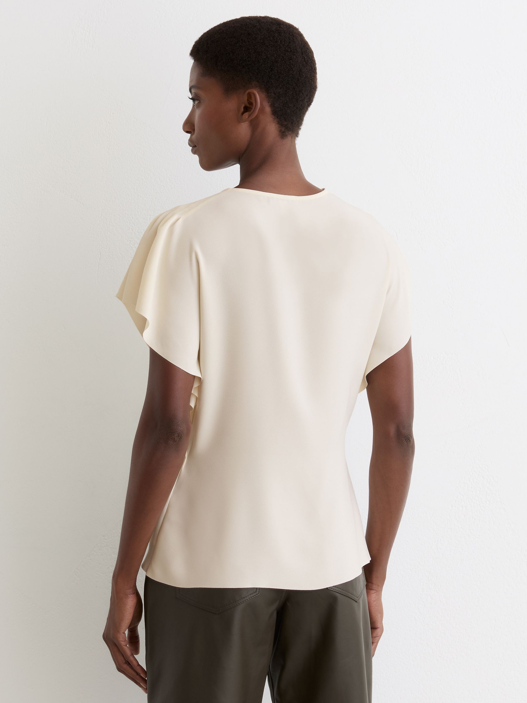 Asymmetric Drape-Neck Top in Ivory - Image 5 of 6