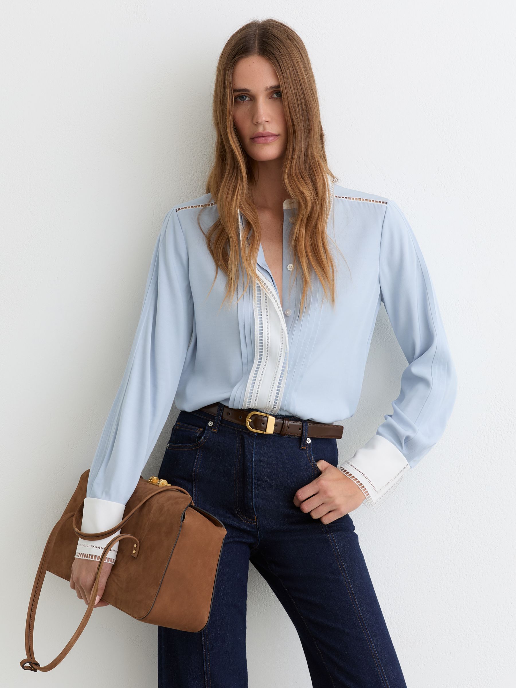 Lace-trim Tipped Long-sleeve Shirt