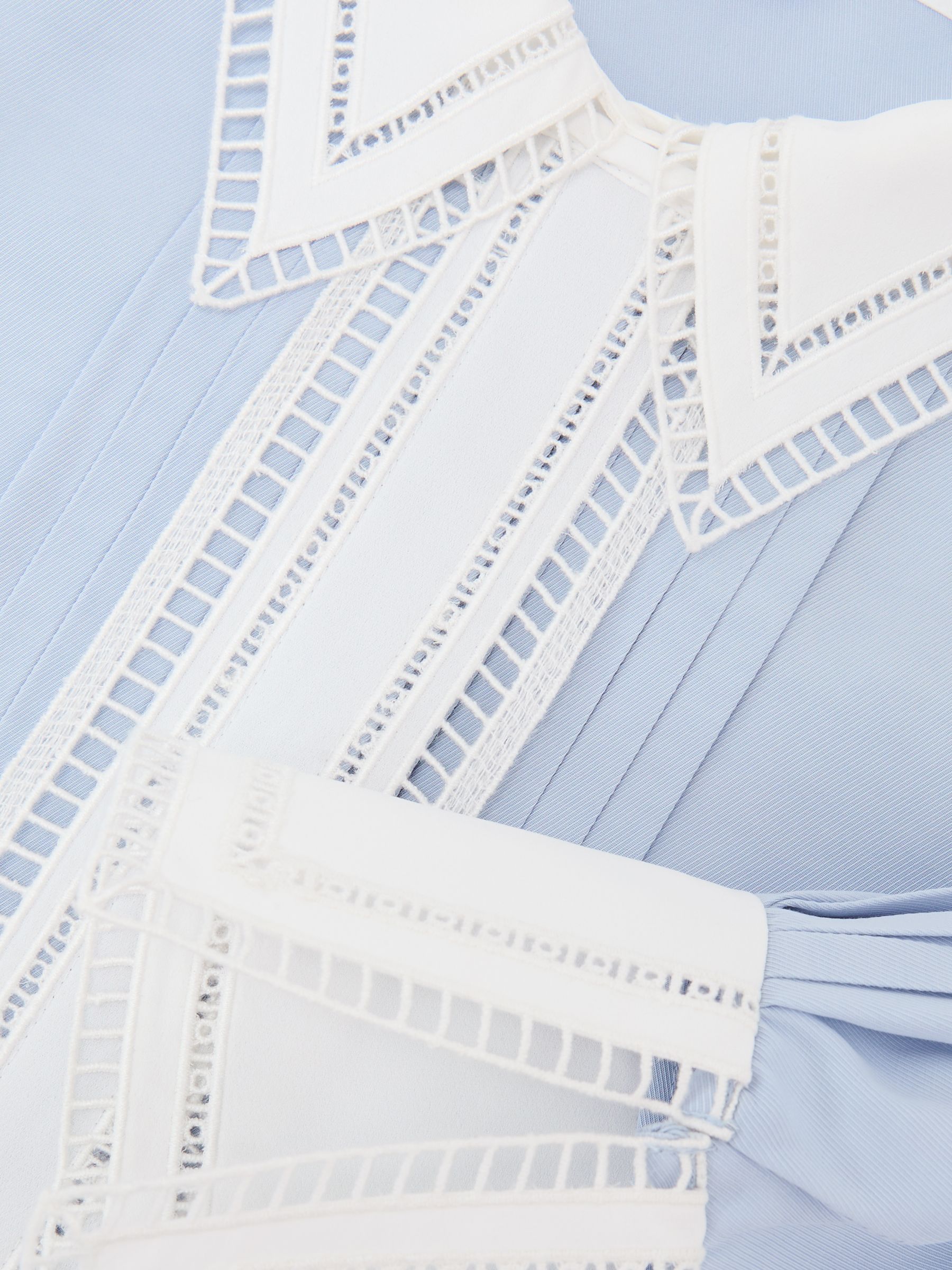 Lace-Trim Tipped Long-Sleeve Shirt in Blue/Ivory - Image 7 of 7