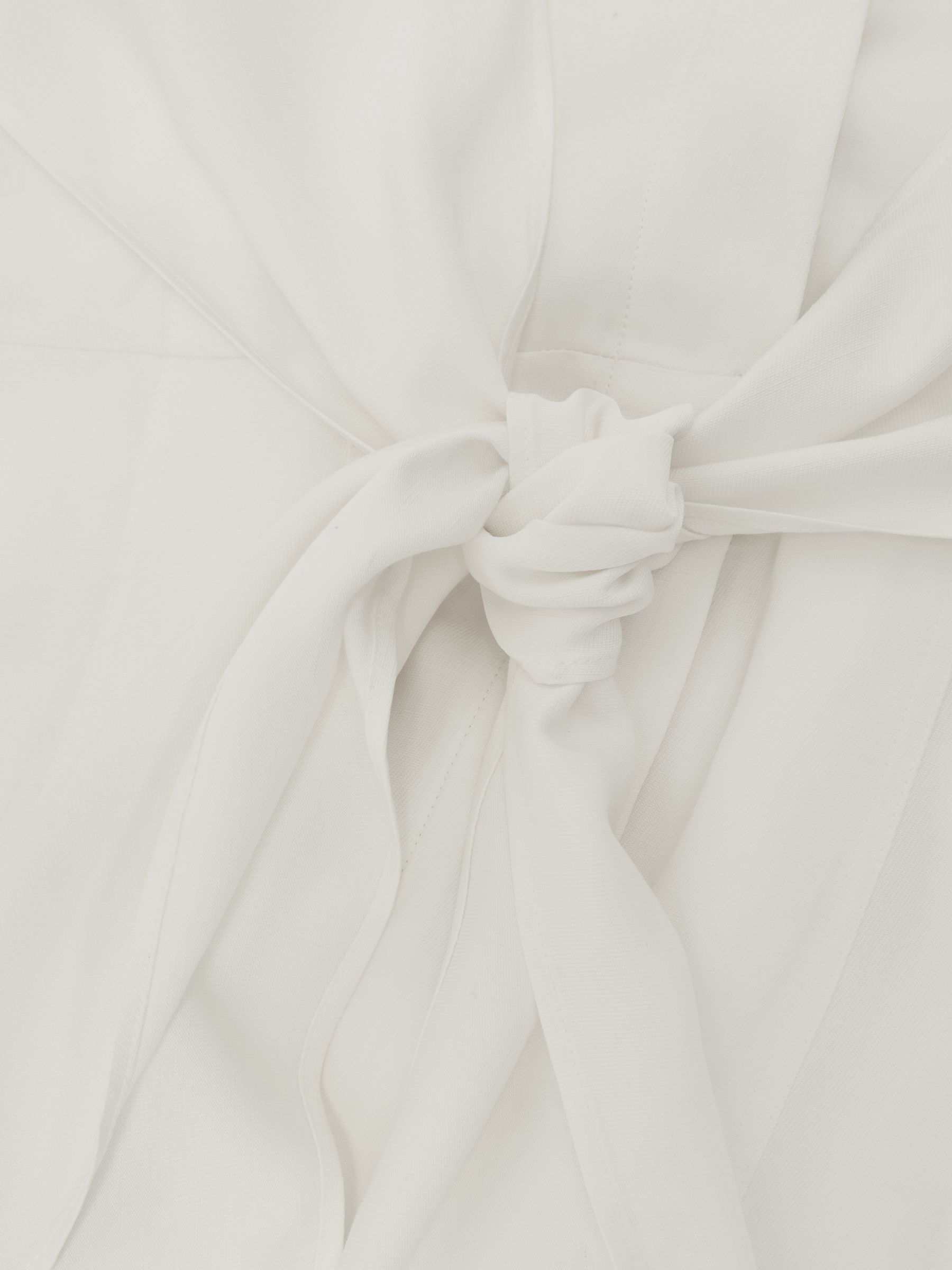 Petite Halterneck Belted Midi Dress with Linen in Ivory - Image 7 of 8