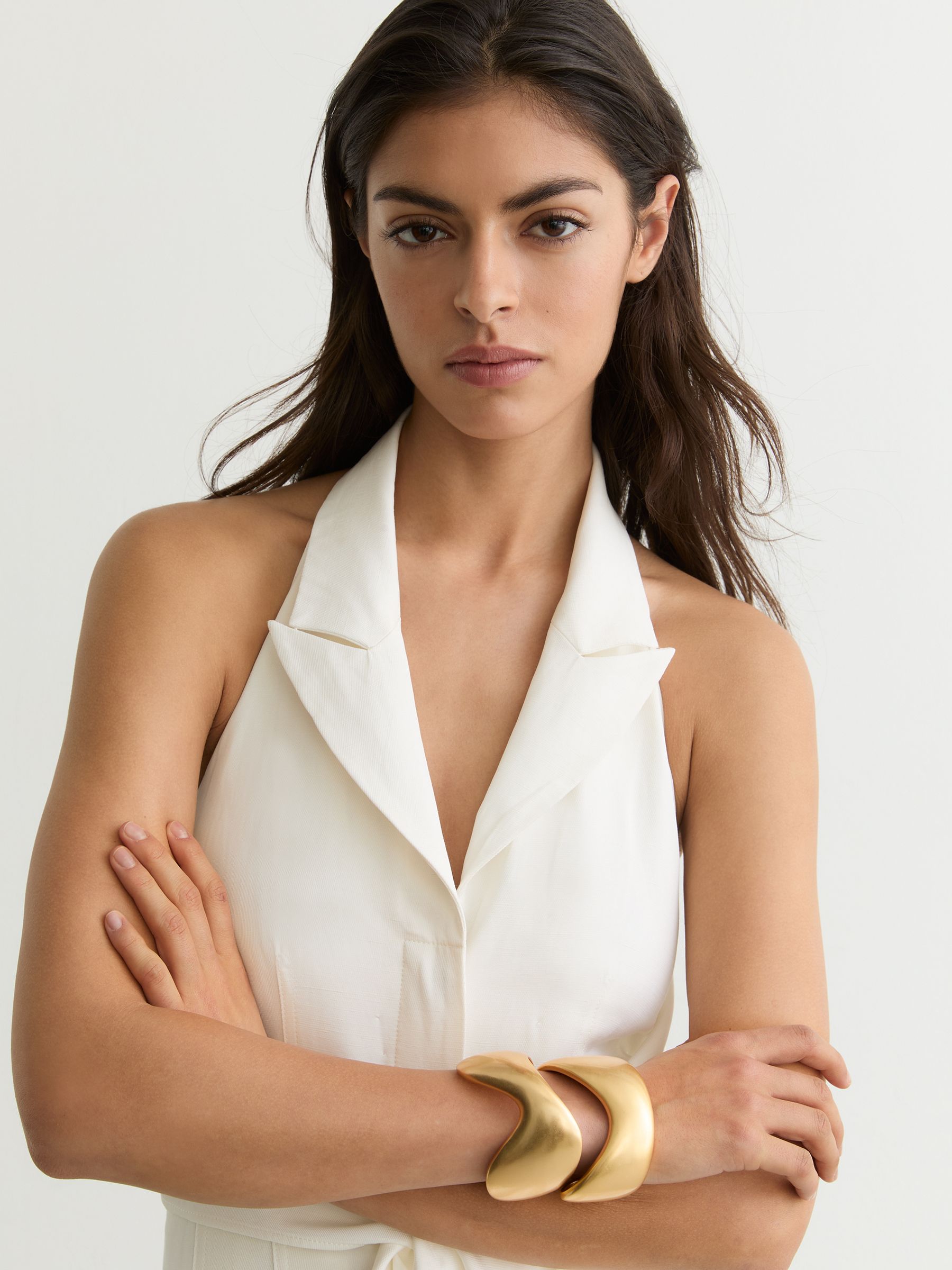 Petite Tie-Front Wide-Leg Jumpsuit with Linen in Ivory - Image 5 of 8