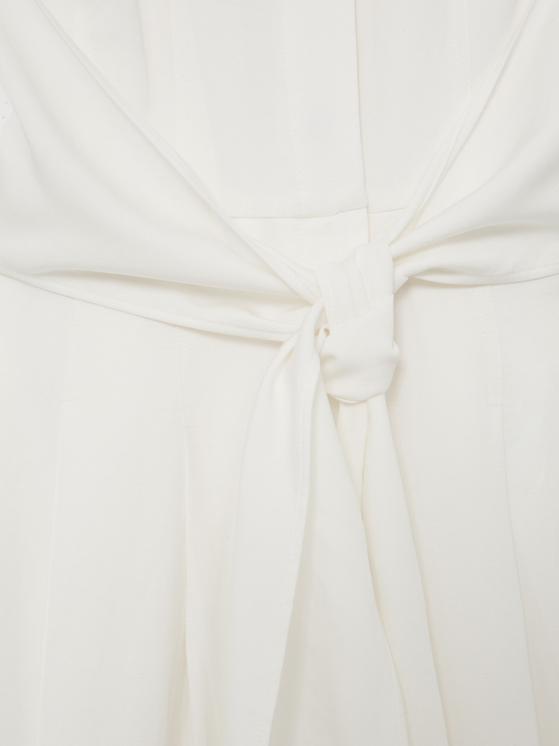 Petite Tie-Front Wide-Leg Jumpsuit with Linen in Ivory - Image 7 of 8