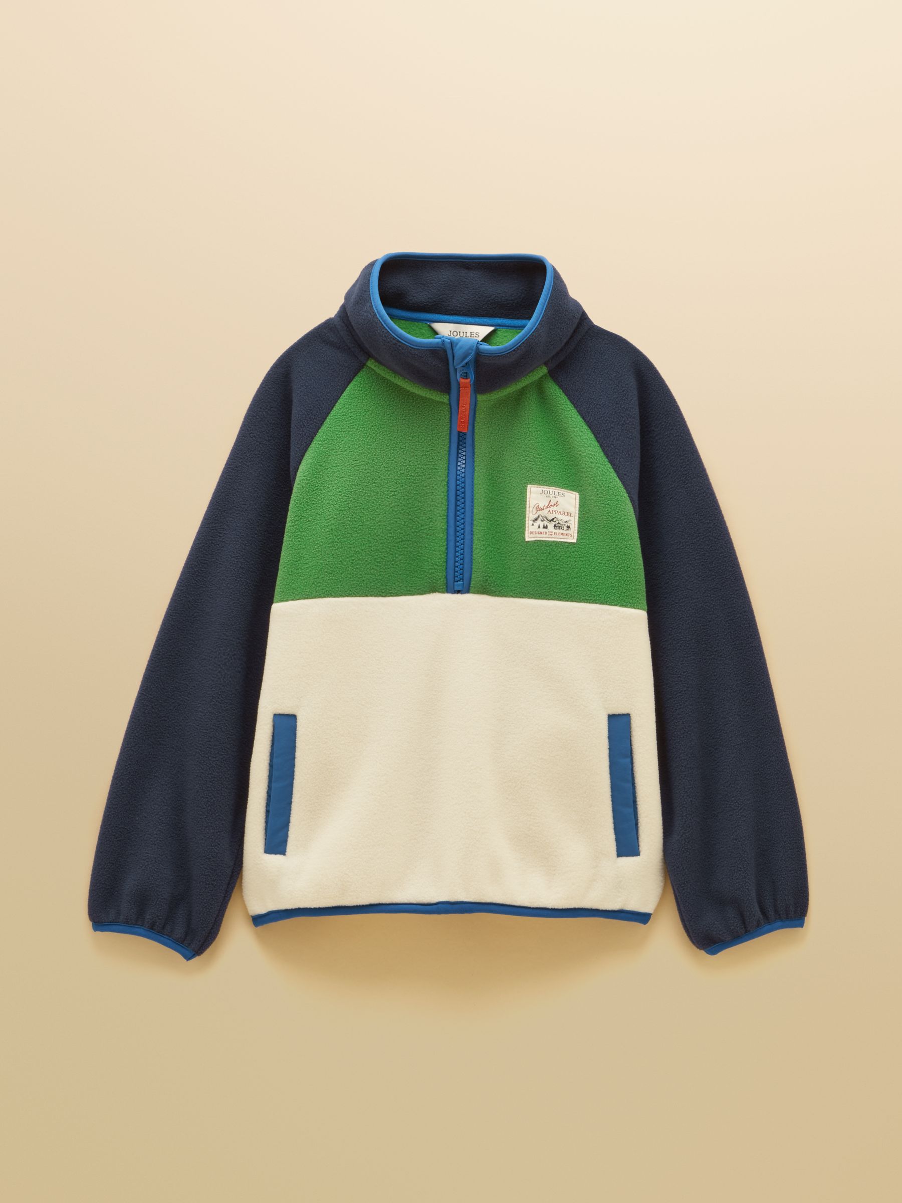 Boys' Breeze Cream & Navy Polar Fleece Quarter Zip - Image 1 of 5