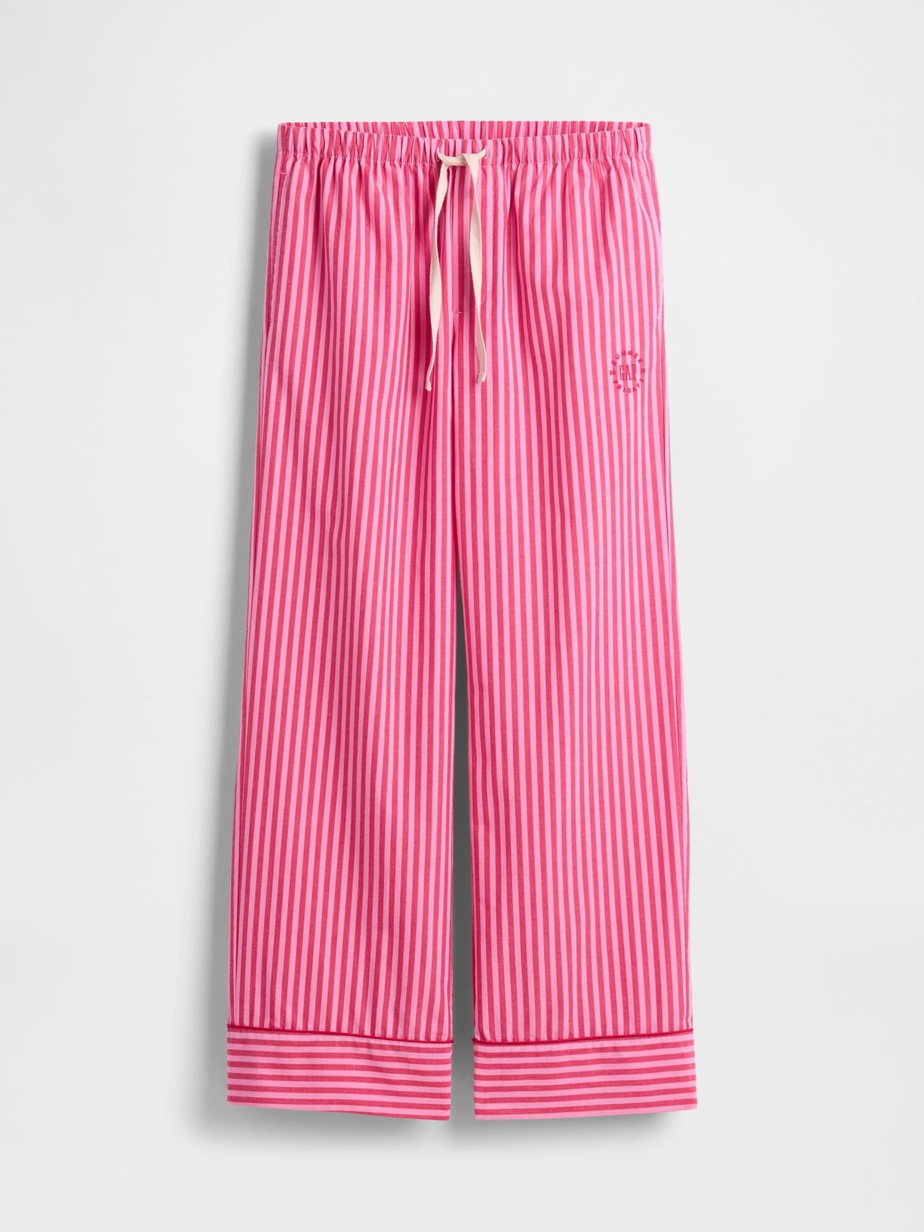 Gap X Summer Fridays Bright Pink/Red Relaxed Poplin Stripe Pyjama Bottoms - Image 7 of 7 Gap X Summer Fridays Bright Pink/Red Relaxed Poplin Stripe Pyjama Bottoms - Image 7 of 7