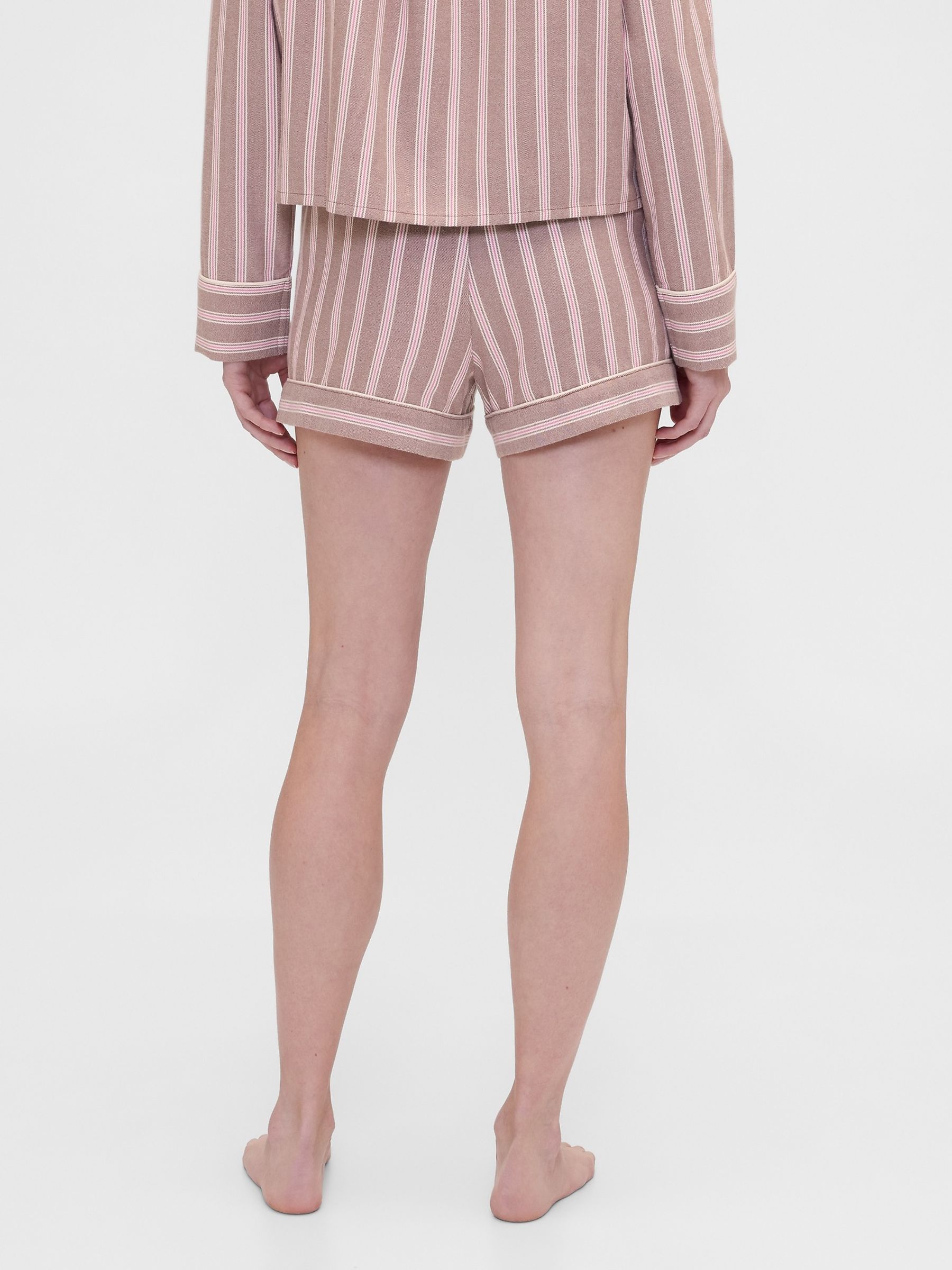 Gap X Summer Fridays Brown Striped Flannel Short Pyjama Bottoms - Image 2 of 6