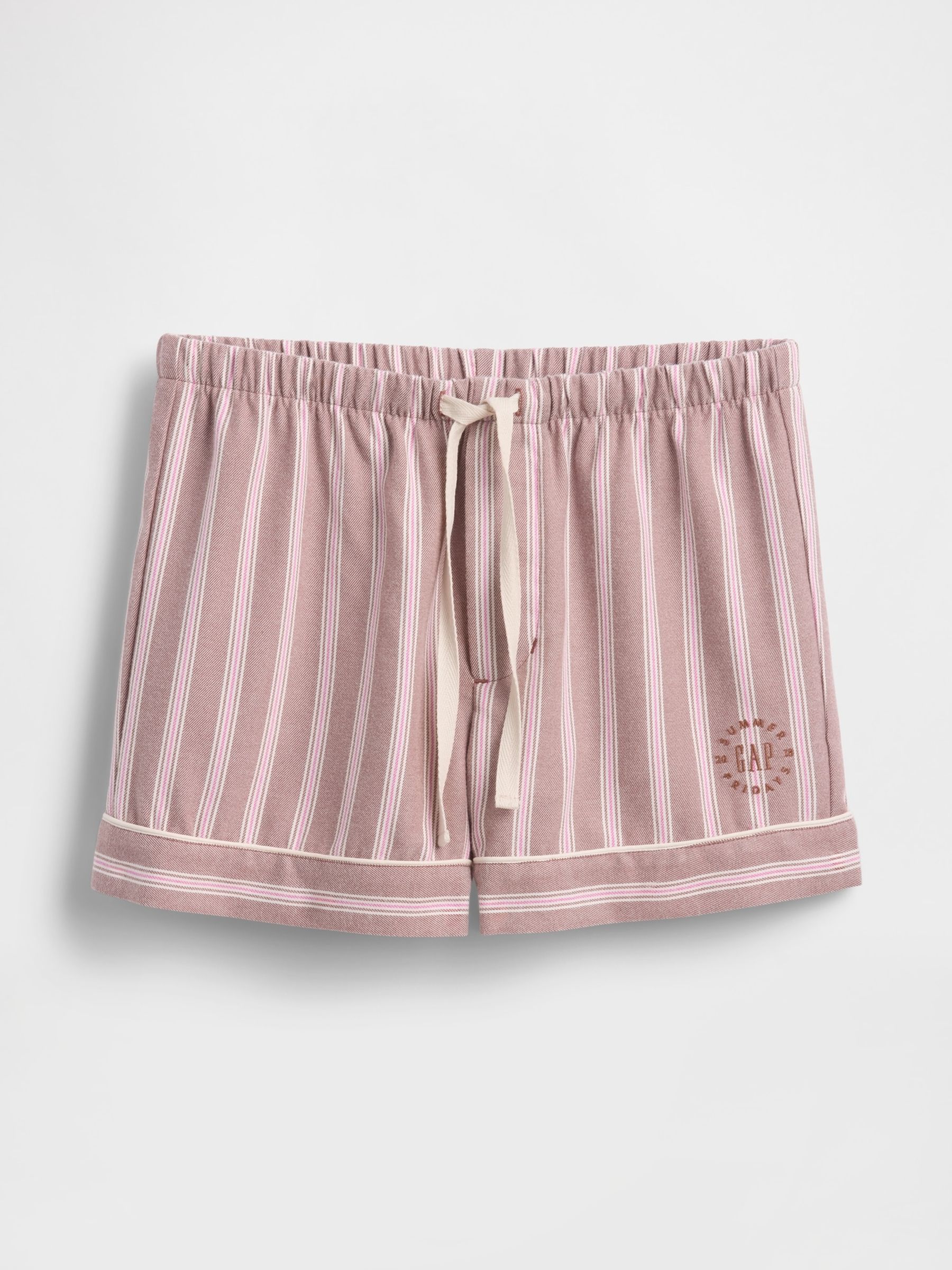 Gap X Summer Fridays Brown Striped Flannel Short Pyjama Bottoms - Image 6 of 6