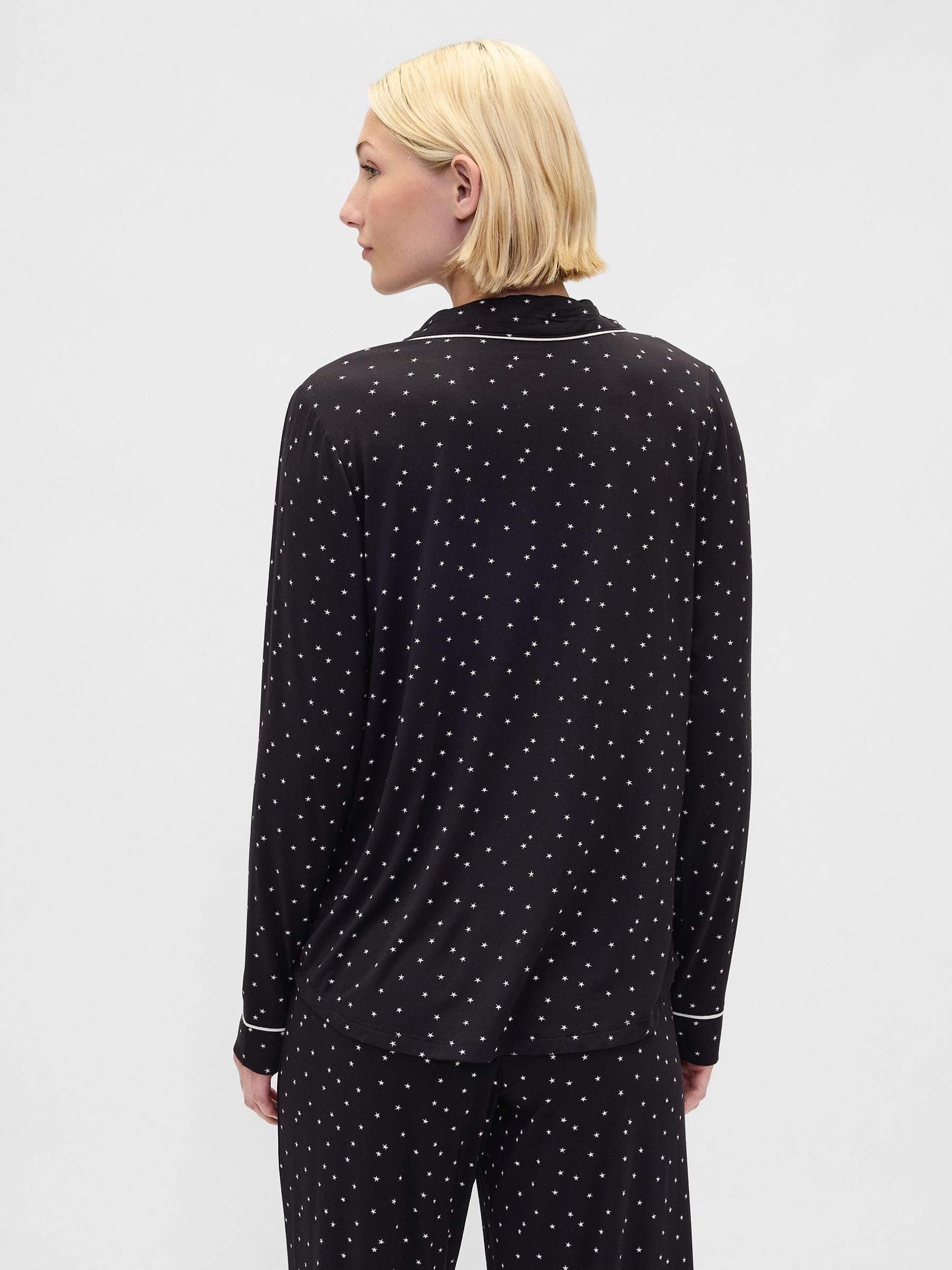 Black Star Modal Long Sleeve Pyjama Top - Image 2 of 4