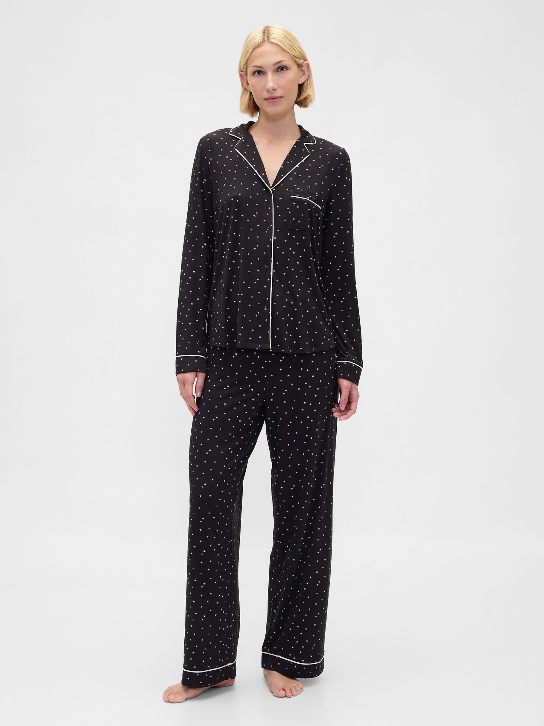 Black Star Modal Long Sleeve Pyjama Top - Image 3 of 4