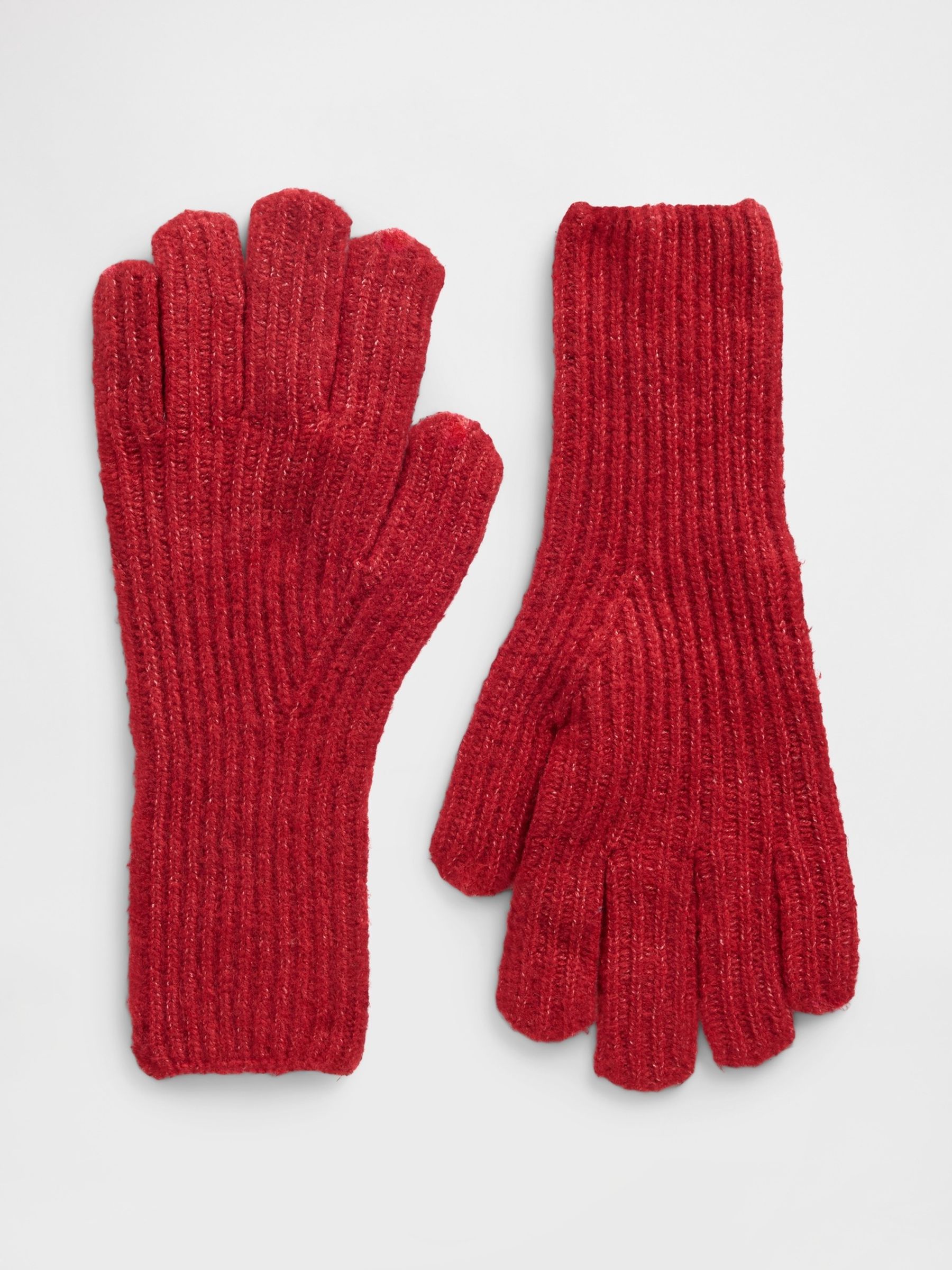 Red CashSoft Ribbed Gloves - Image 1 of 1