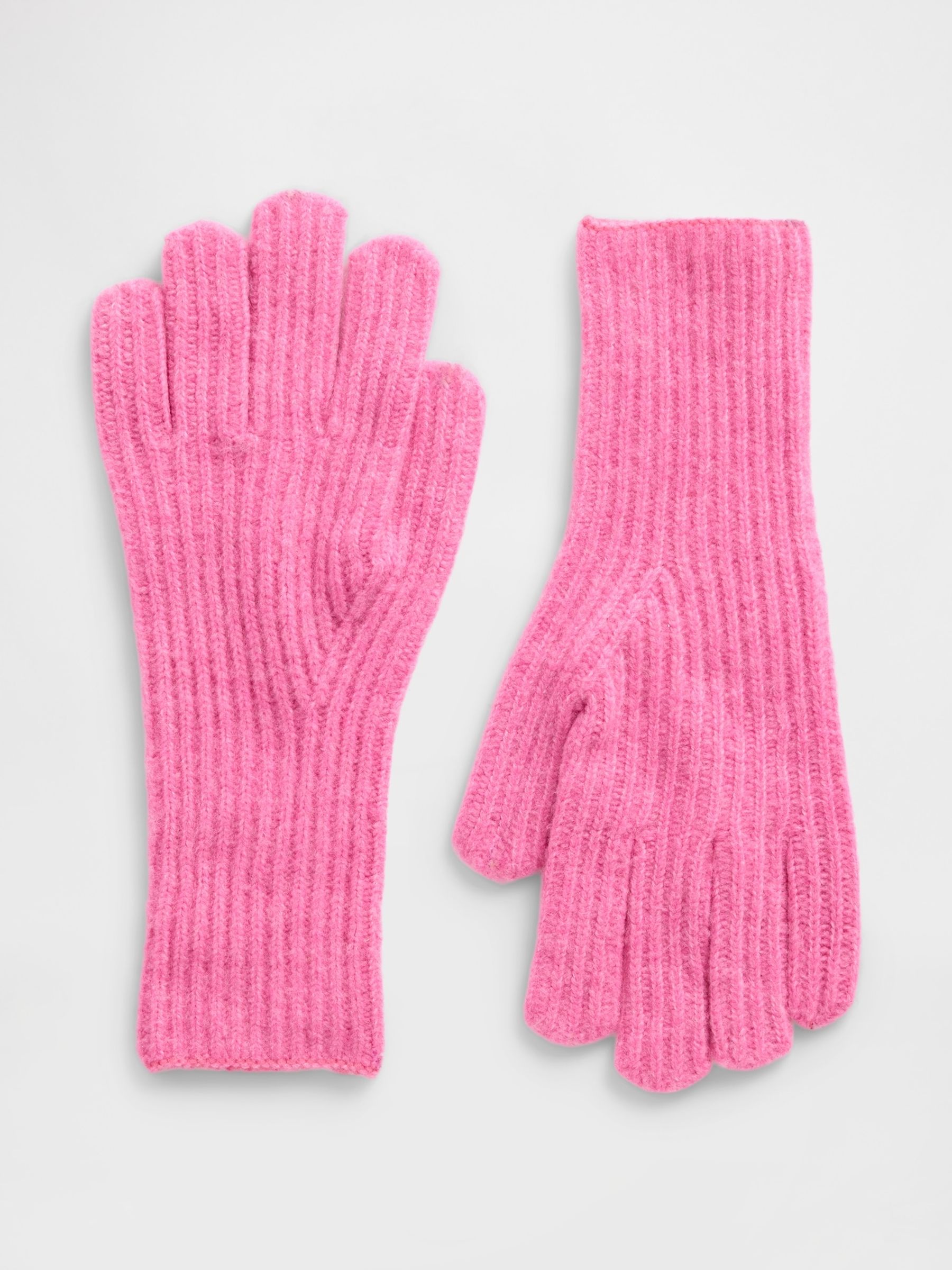 Pink CashSoft Ribbed Gloves - Image 1 of 1