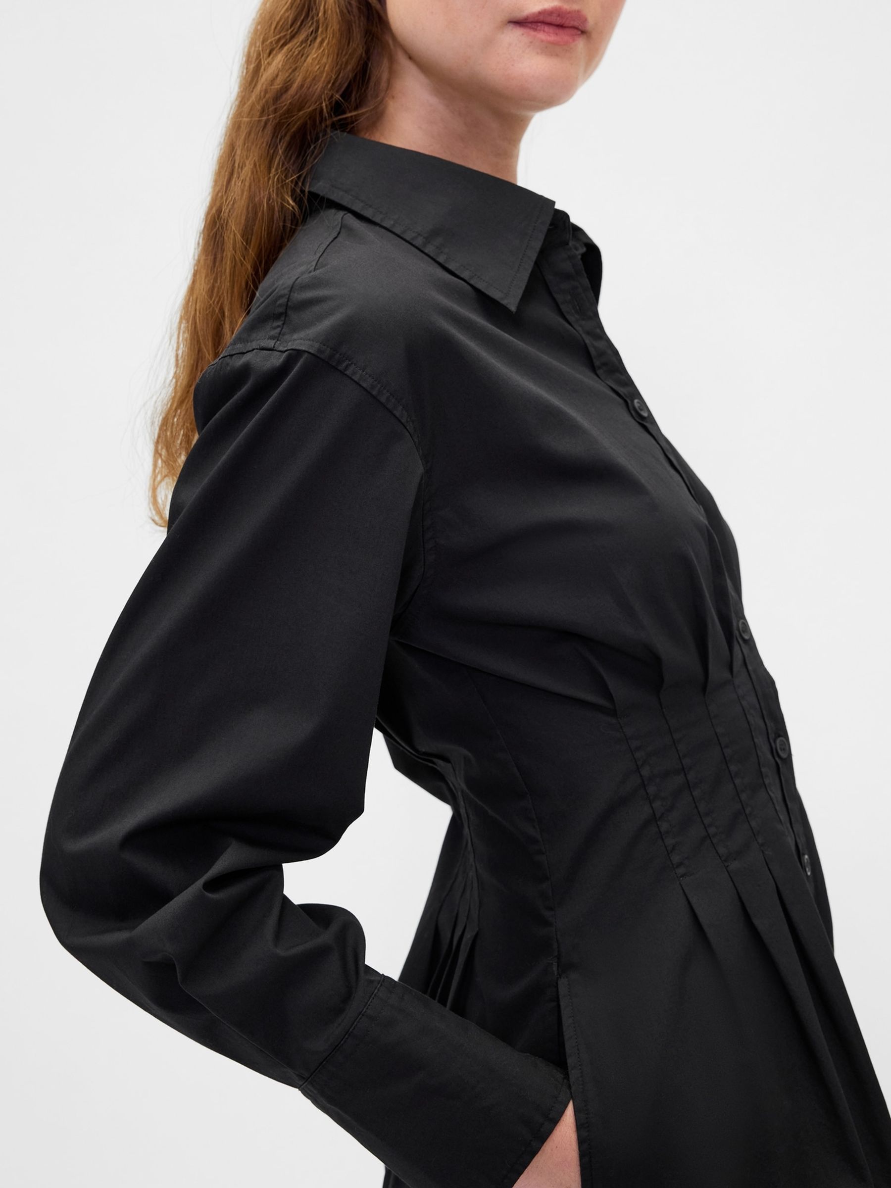 Black Pleated Mini Shirt Dress - Image 4 of 4