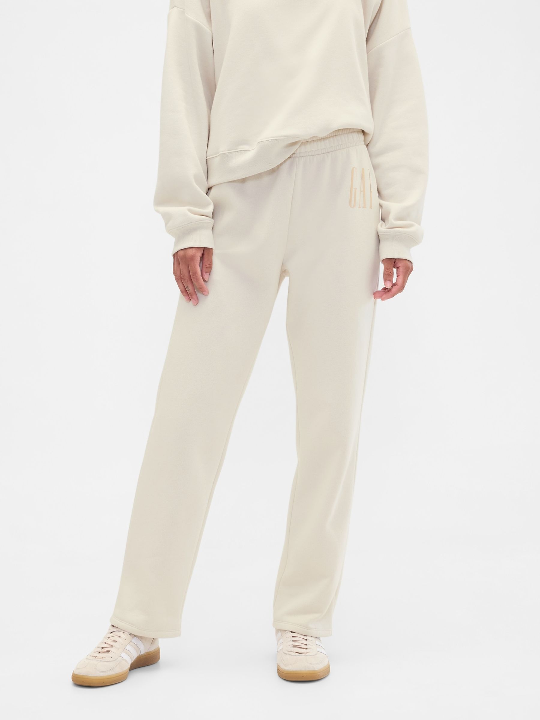 Cream Slim Logo Pull On Joggers - Image 1 of 5 Cream Slim Logo Pull On Joggers - Image 1 of 5