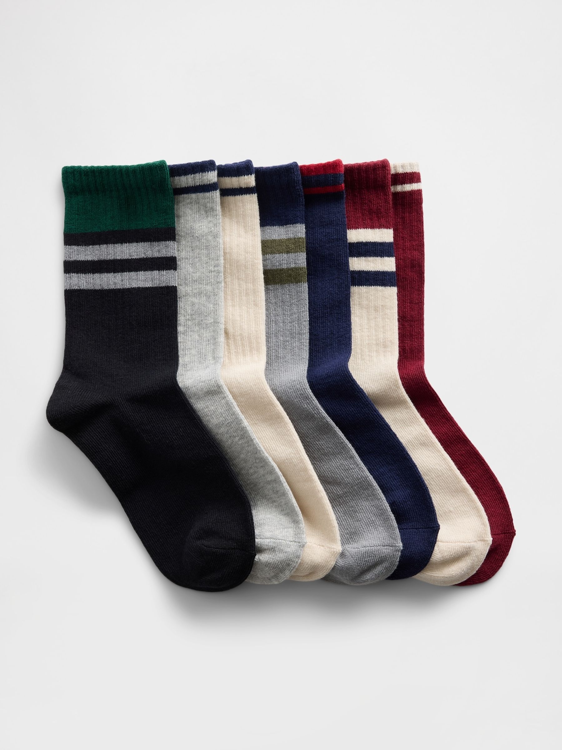 Multi Stripe Crew Socks 7-Pack - Image 1 of 1