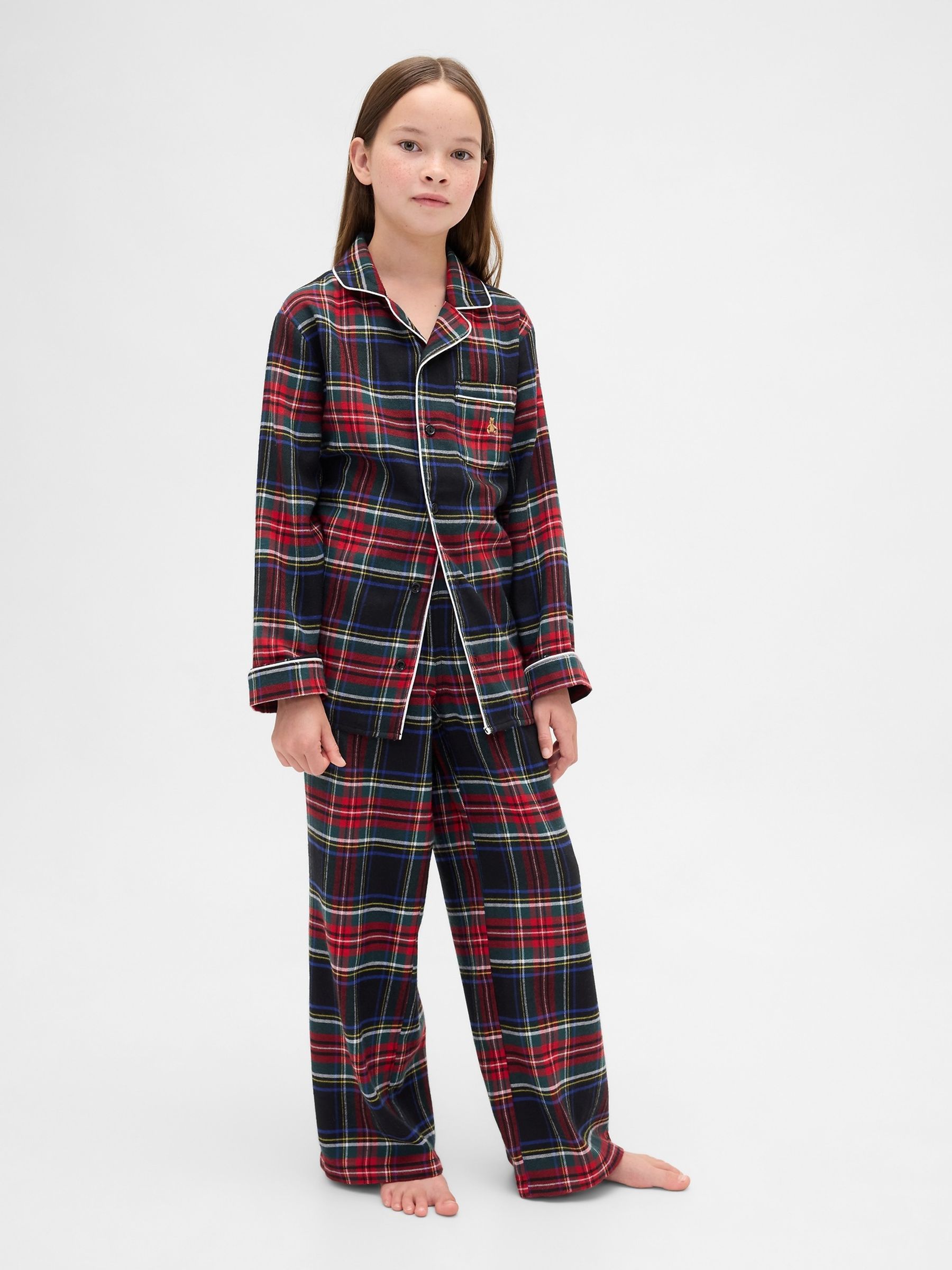 Black/Red check Matching Family Christmas Flannel Pyjamas - Image 2 of 5