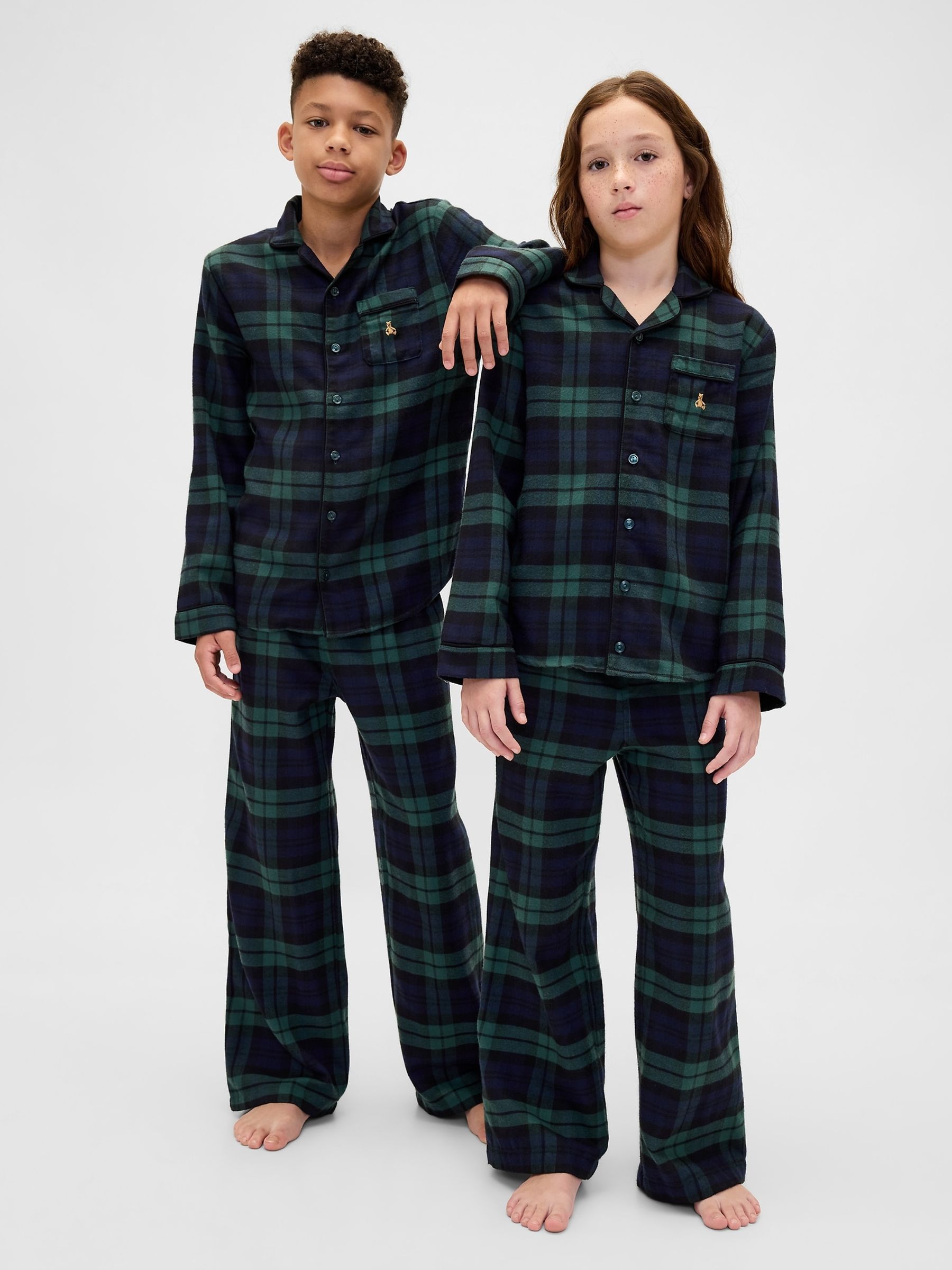Green/Navy check Matching Family Flannel Pyjamas Set (5-13yrs) - Image 1 of 6