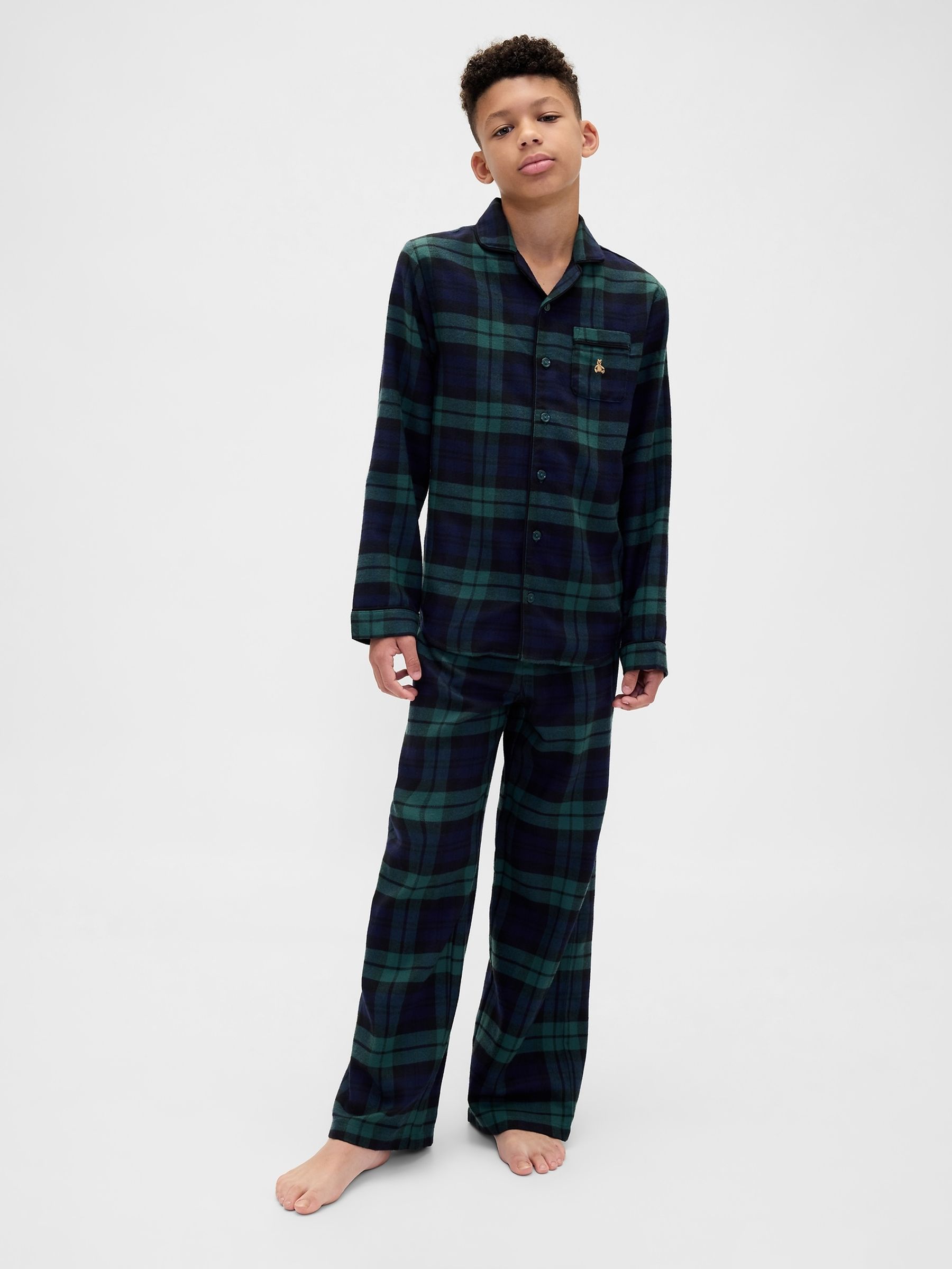Green/Navy check Matching Family Flannel Pyjamas Set (5-13yrs) - Image 2 of 6