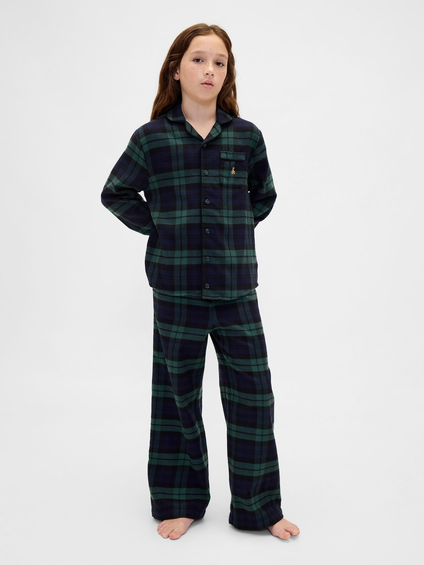 Green/Navy check Matching Family Flannel Pyjamas Set (5-13yrs) - Image 4 of 6