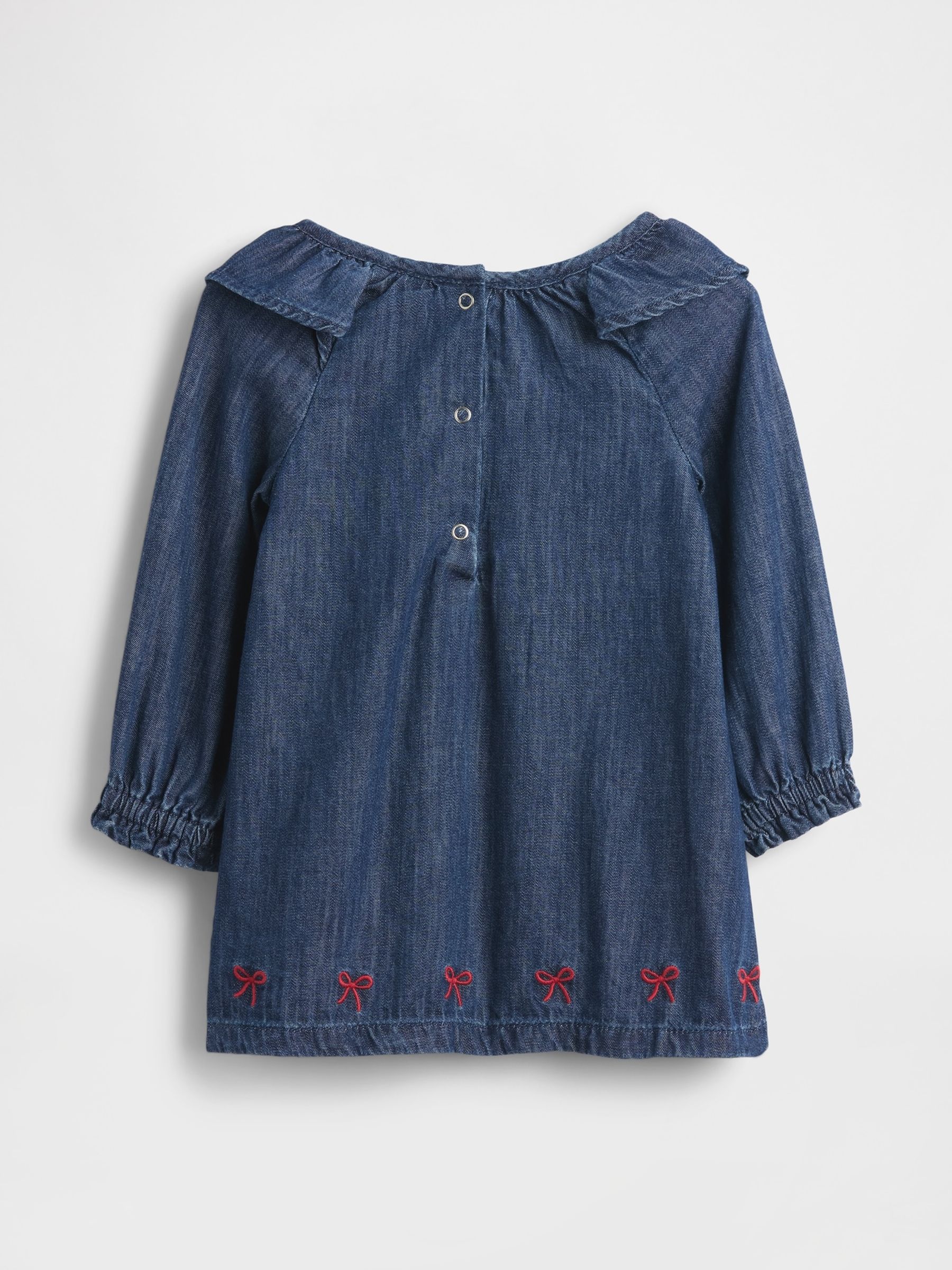 Blue Denim Ruffle Collar Dress (Newborn-24mths) - Image 2 of 3 Blue Denim Ruffle Collar Dress (Newborn-24mths) - Image 2 of 3