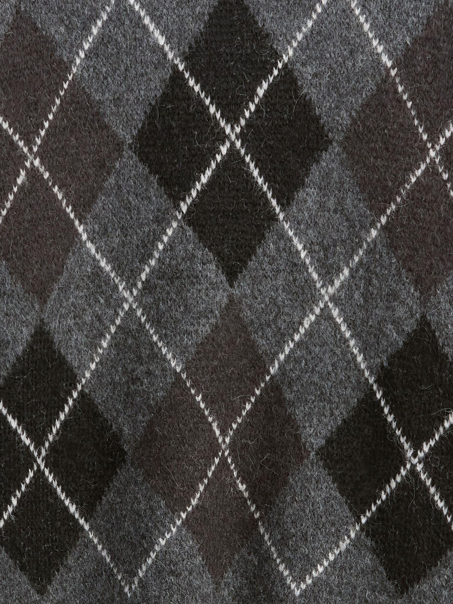 Grey Wool-Blend Relaxed Argyle Jumper - Image 4 of 4