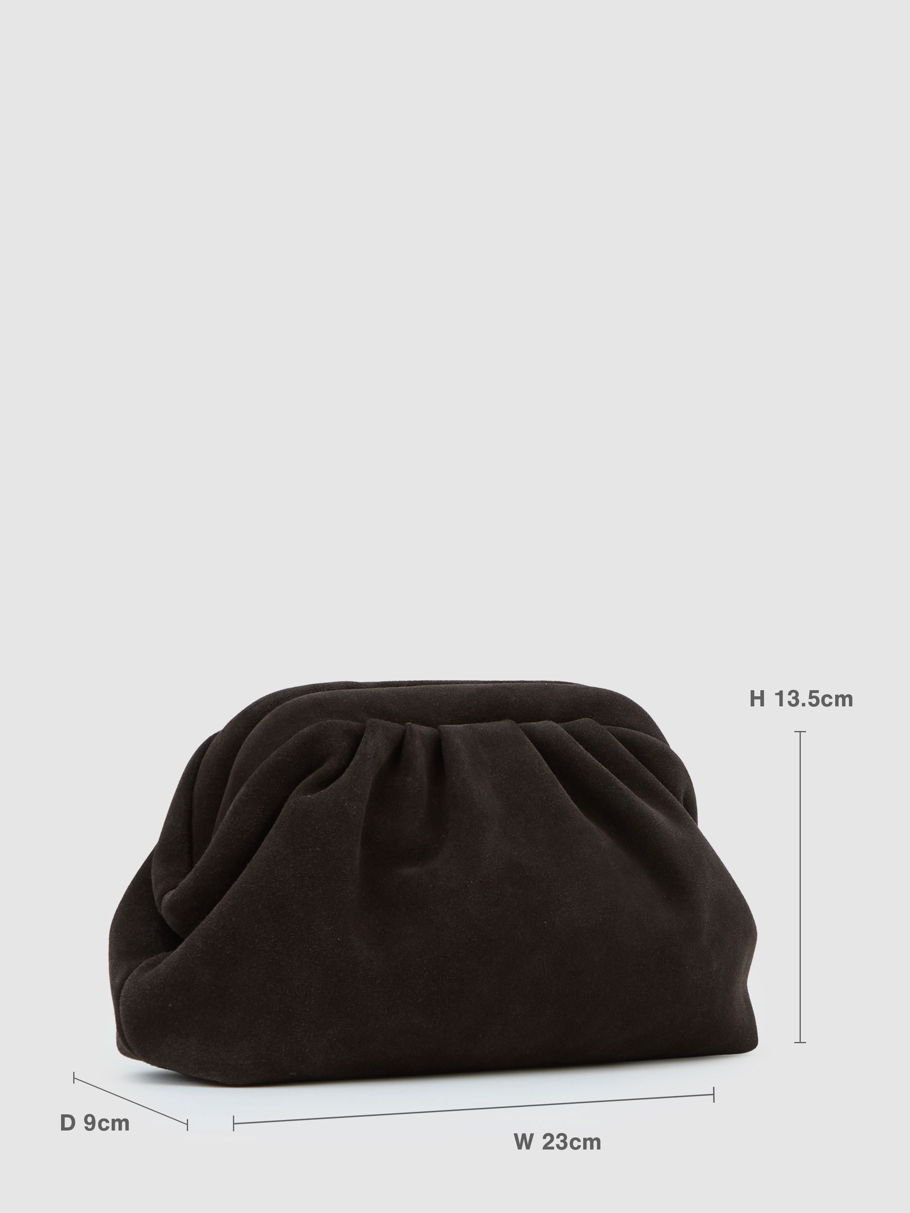 Suede Pouch Clutch Bag in Chocolate - Image 3 of 6
