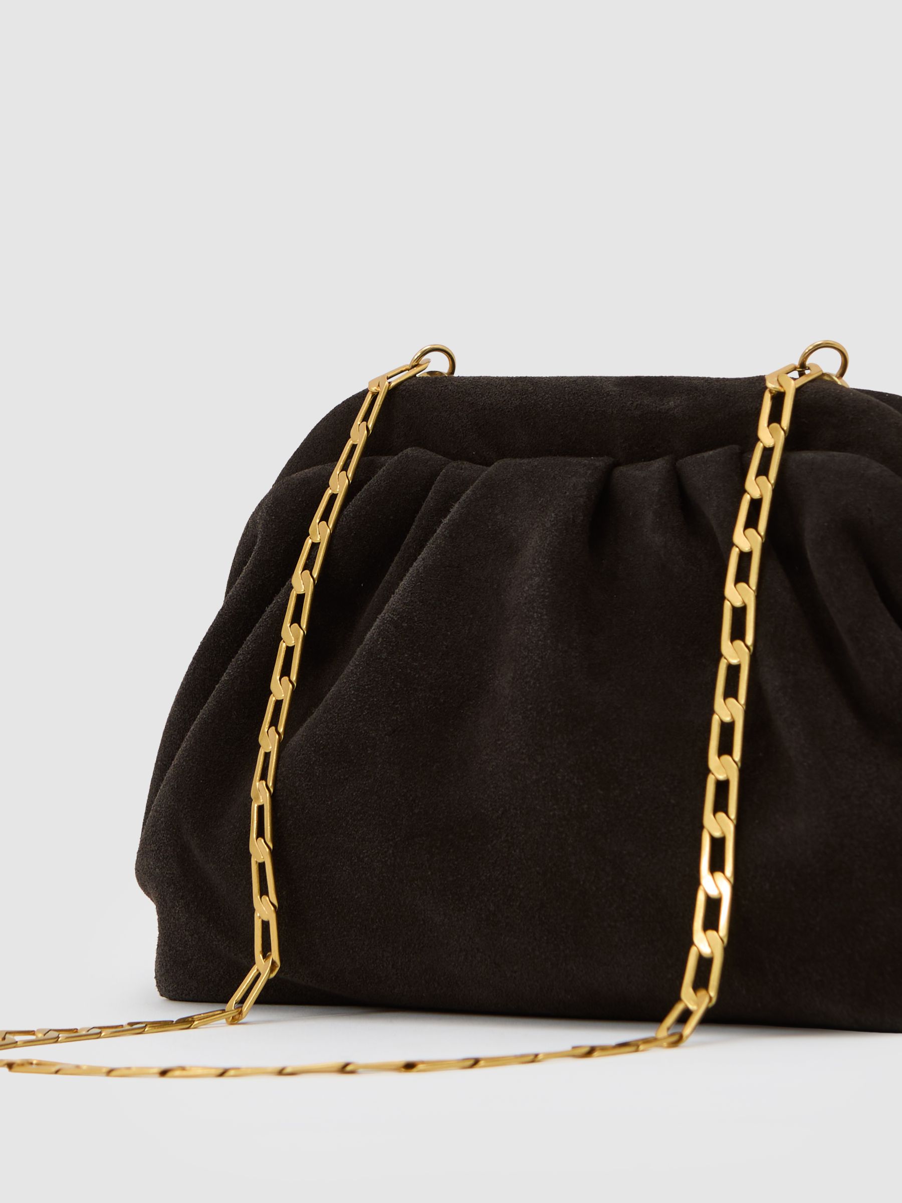 Suede Pouch Clutch Bag in Chocolate - Image 5 of 6