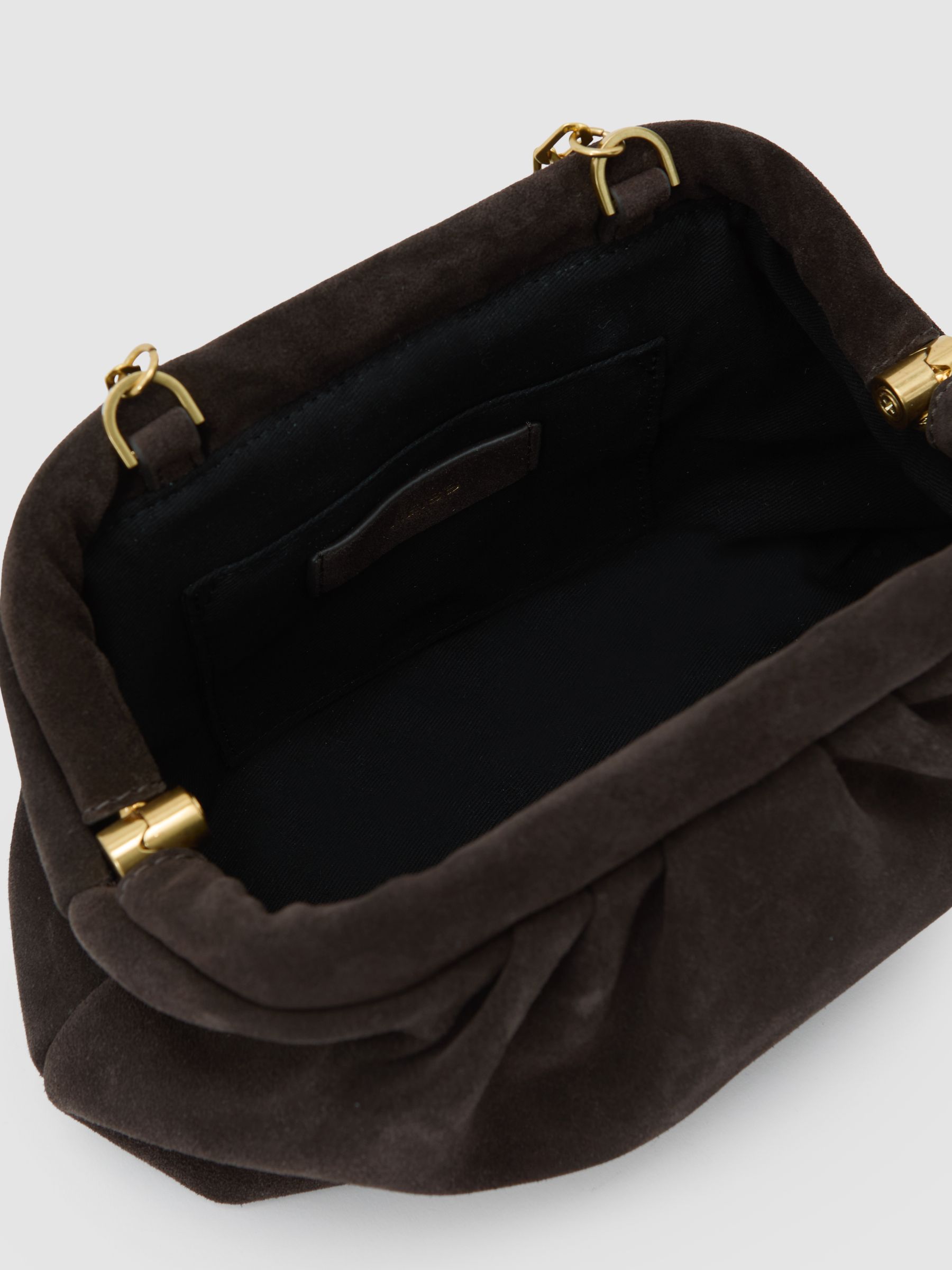 Suede Pouch Clutch Bag in Chocolate - Image 6 of 6