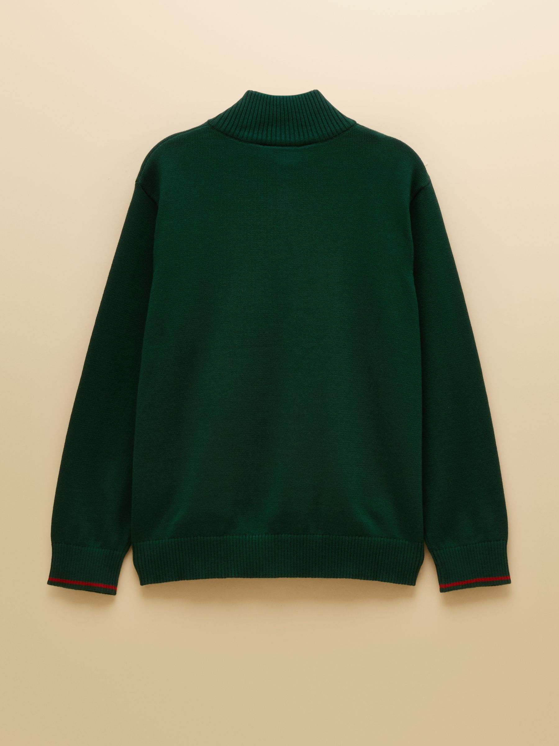 Boys' Hillside Dark Green Knit Quarter Zip Jumper - Image 2 of 4