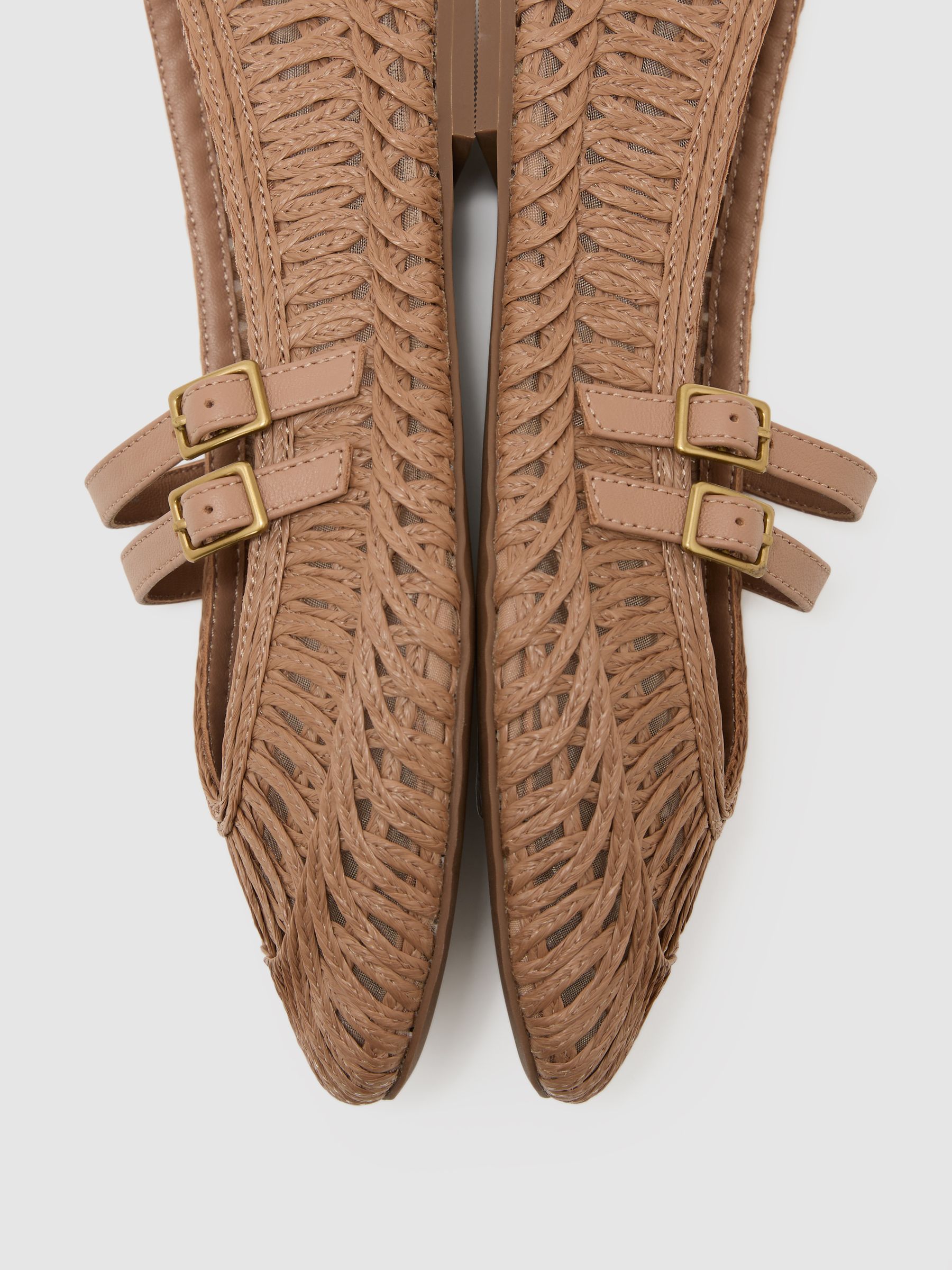 Woven Ballerina-Strap Flats in Neutral - image 1