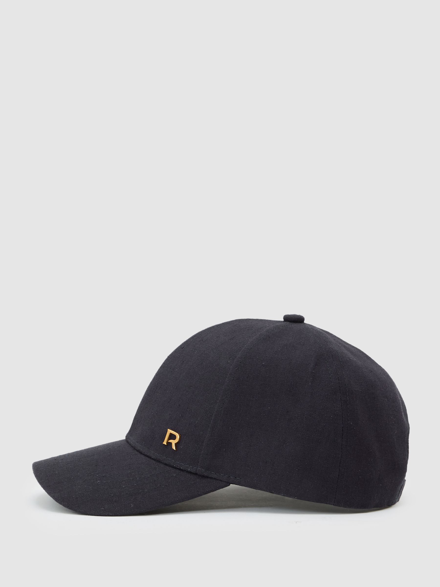 Woven Baseball Cap with Linen in Navy - Image 3 of 5