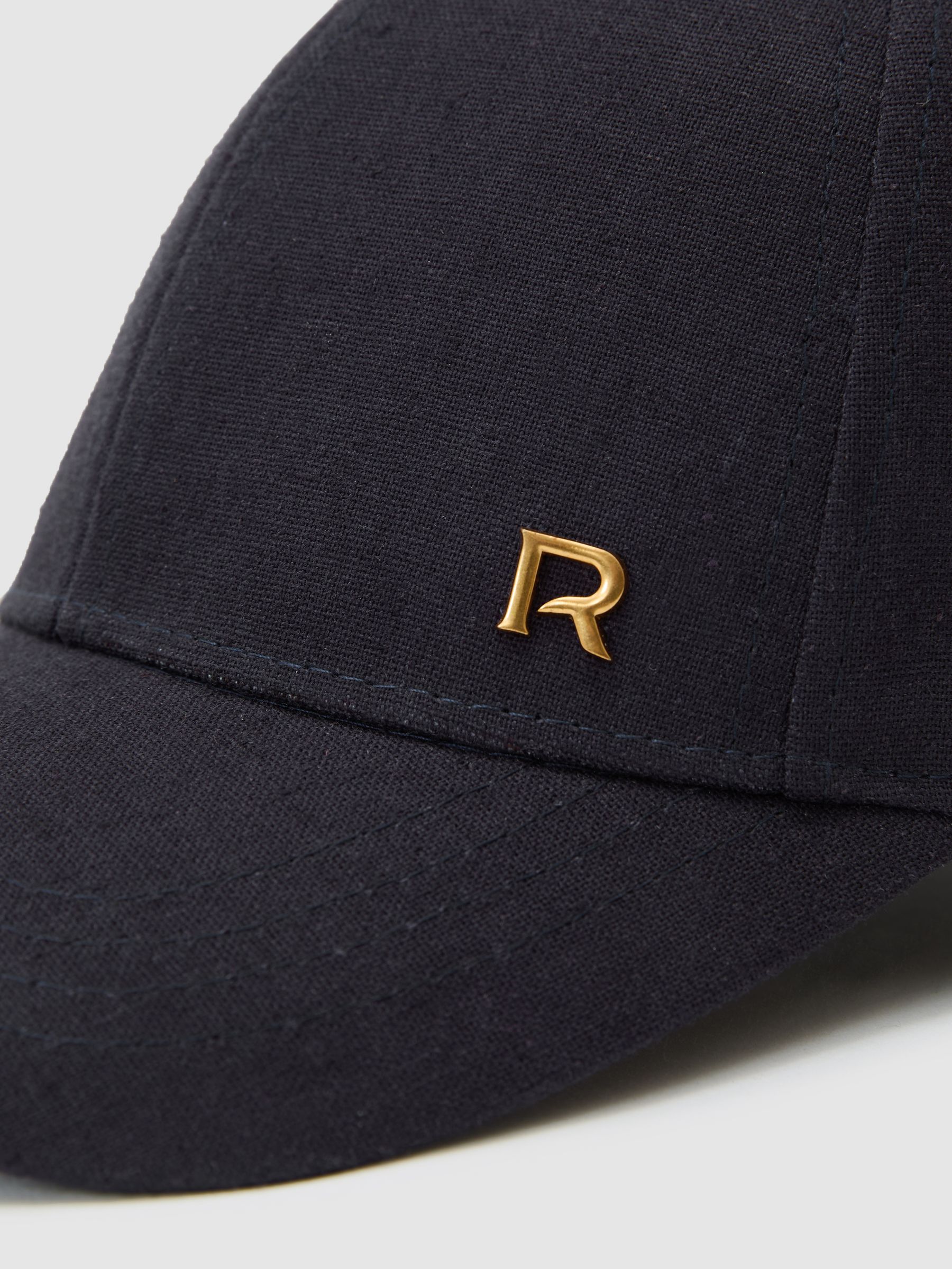 Woven Baseball Cap with Linen in Navy - Image 5 of 5
