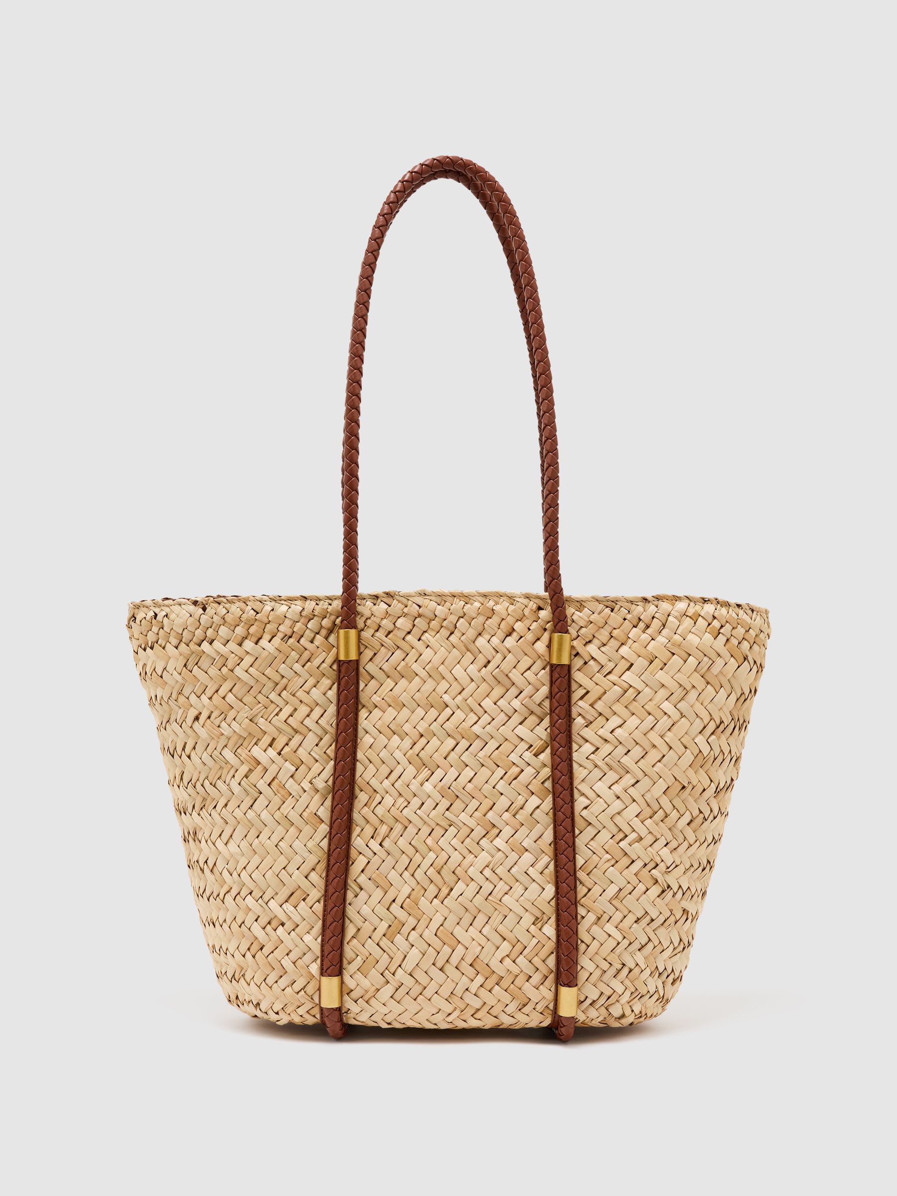 Raffia-Effect Braided-Strap Tote Bag in Natural - Image 2 of 6