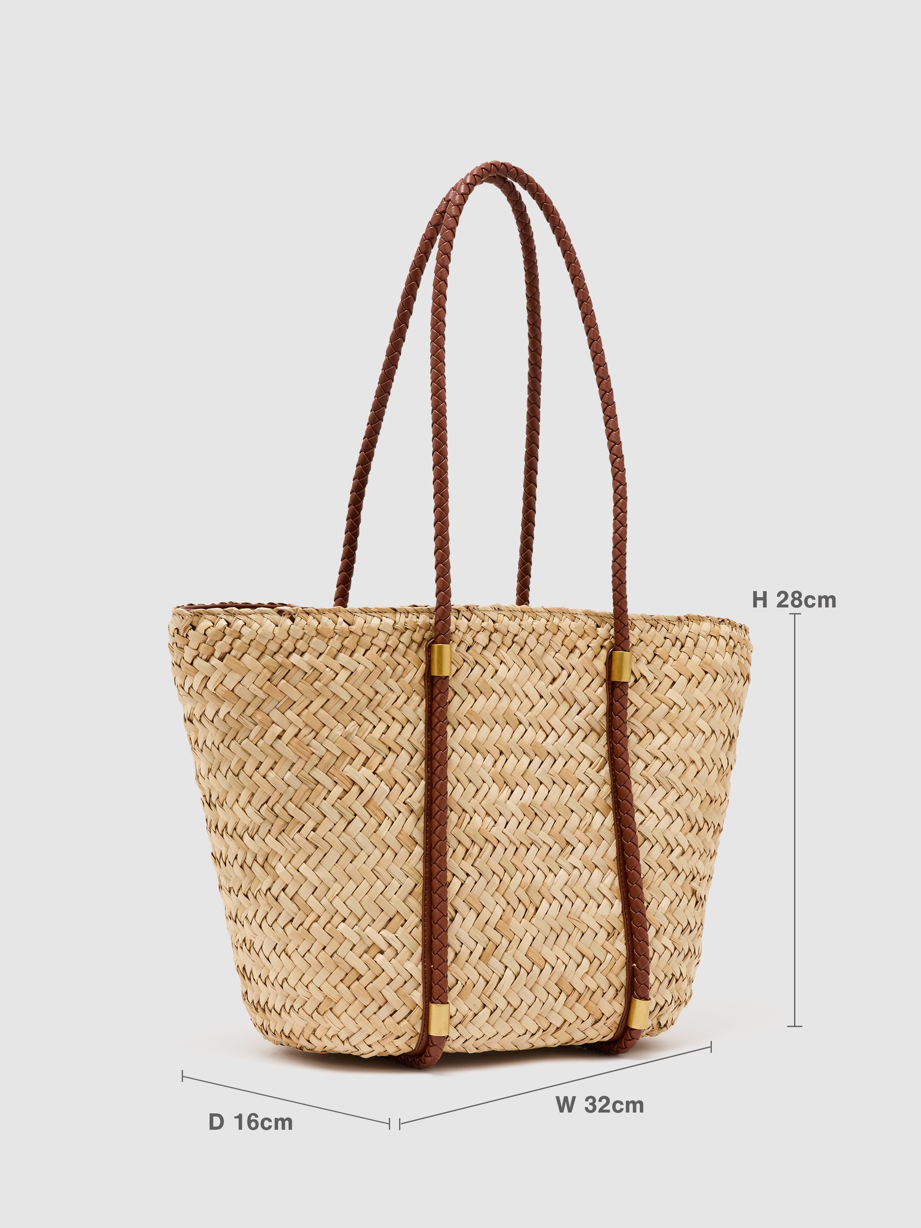 Raffia-Effect Braided-Strap Tote Bag in Natural - Image 3 of 6