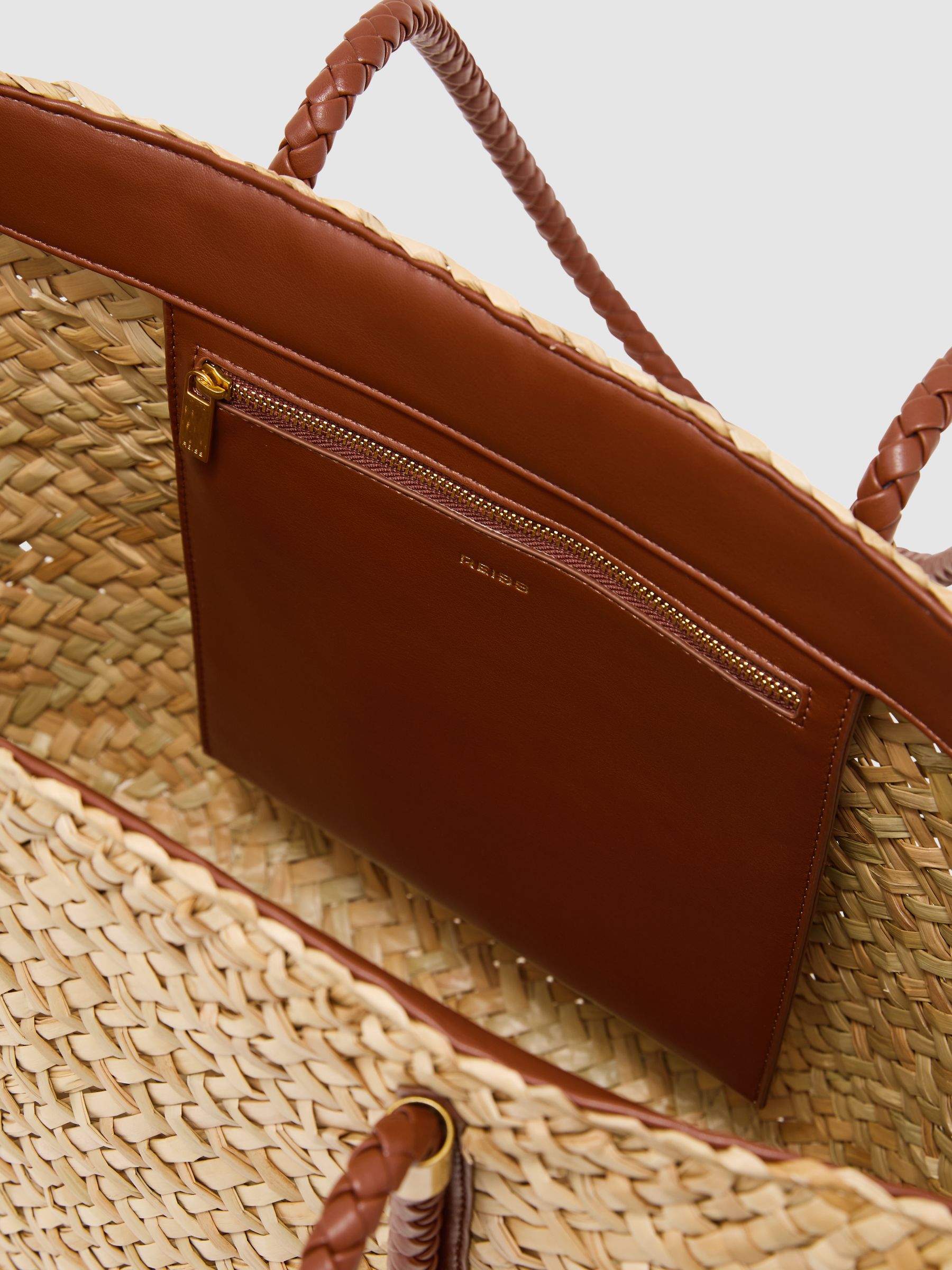 Raffia-Effect Braided-Strap Tote Bag in Natural - image 5