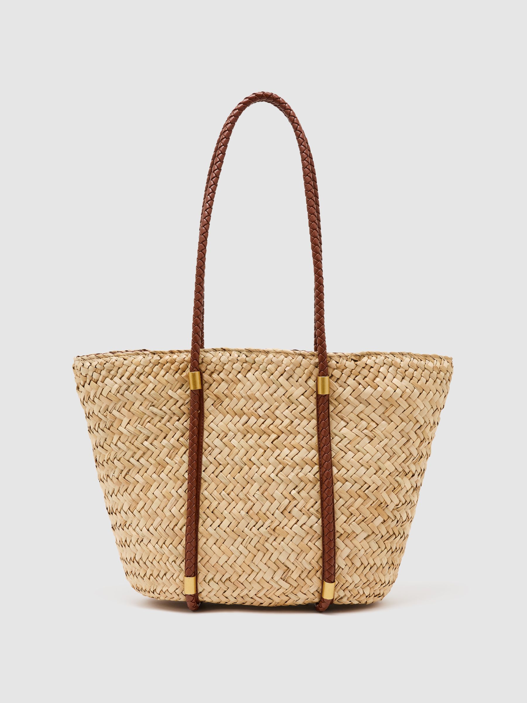 Raffia-Effect Braided-Strap Tote Bag in Natural - image 3