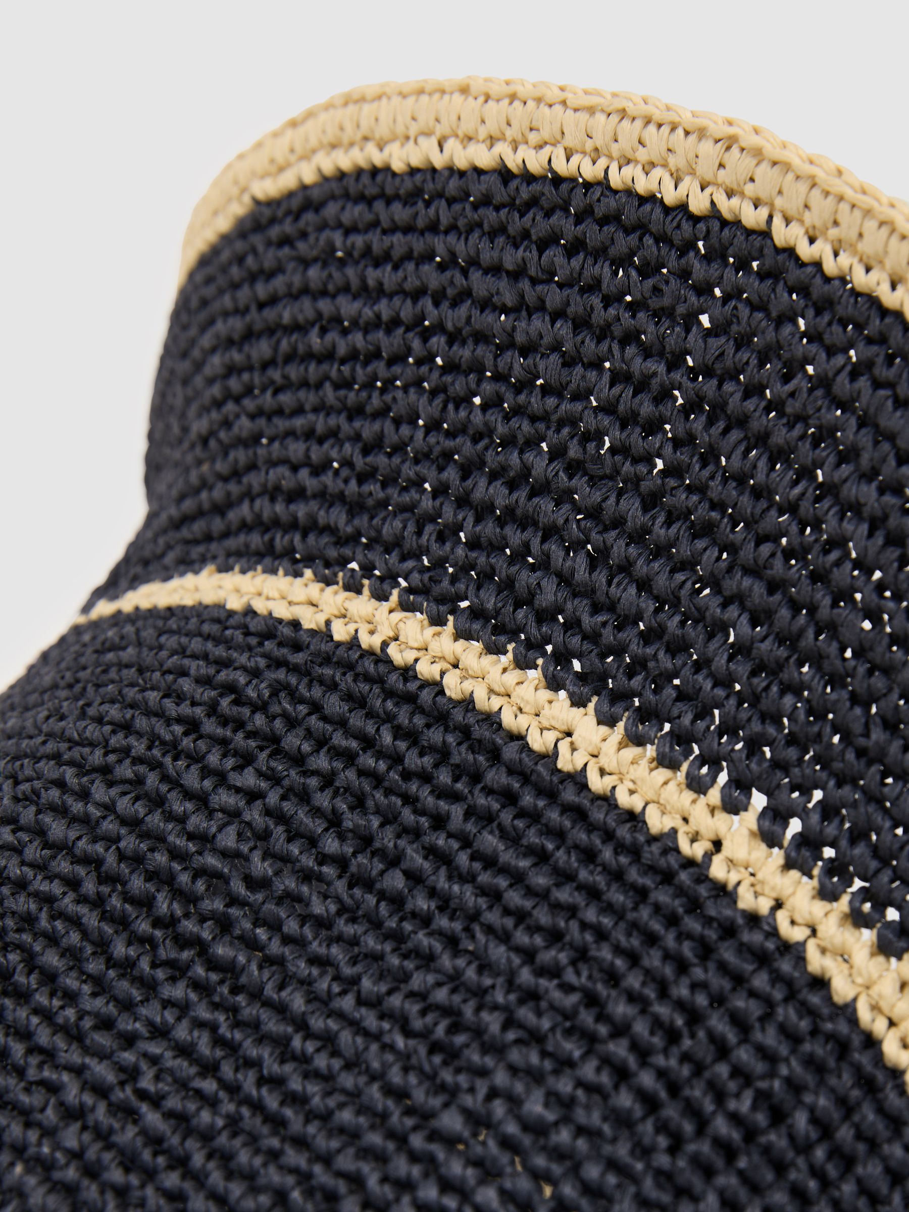 Tipped Straw Bucket Hat in Navy - Image 4 of 5