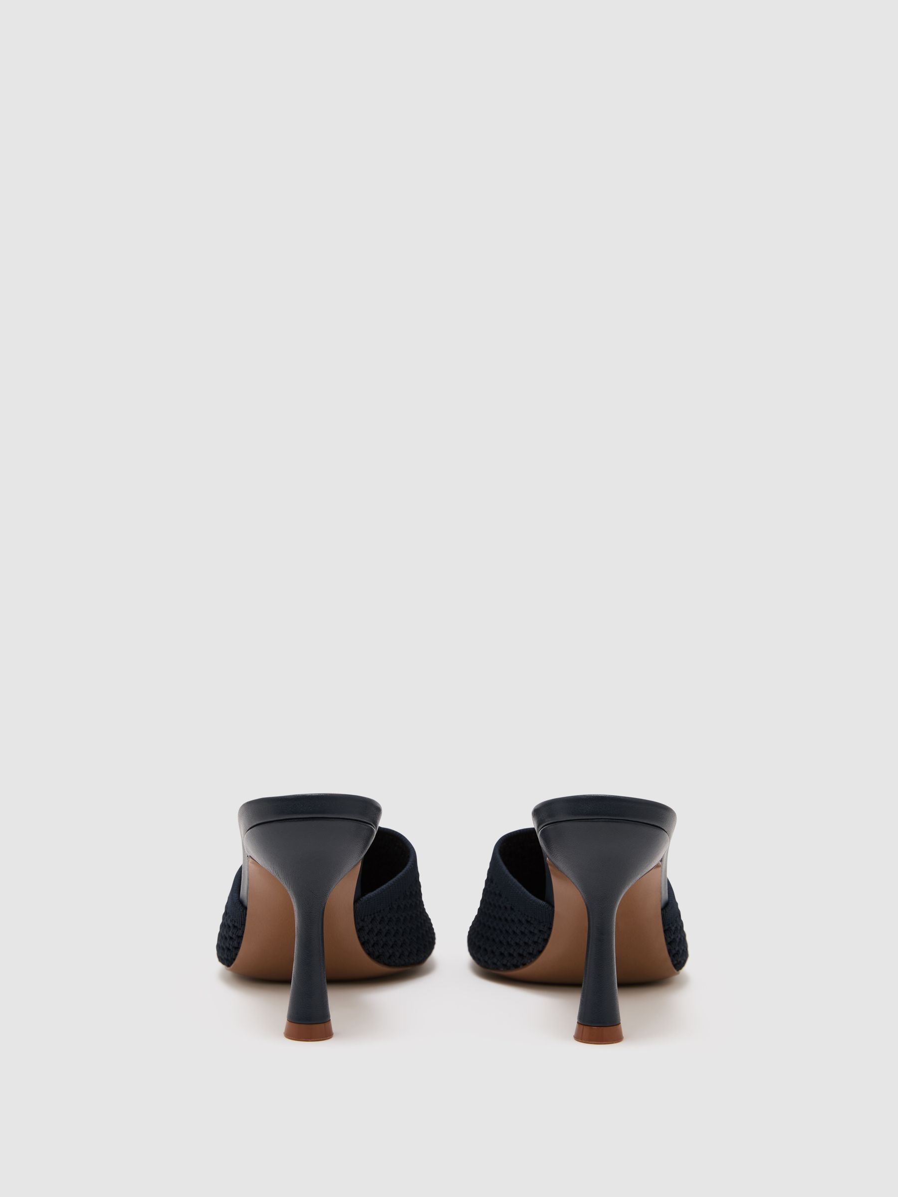 Knitted Open-Toe Heeled Mules in Navy - image 2