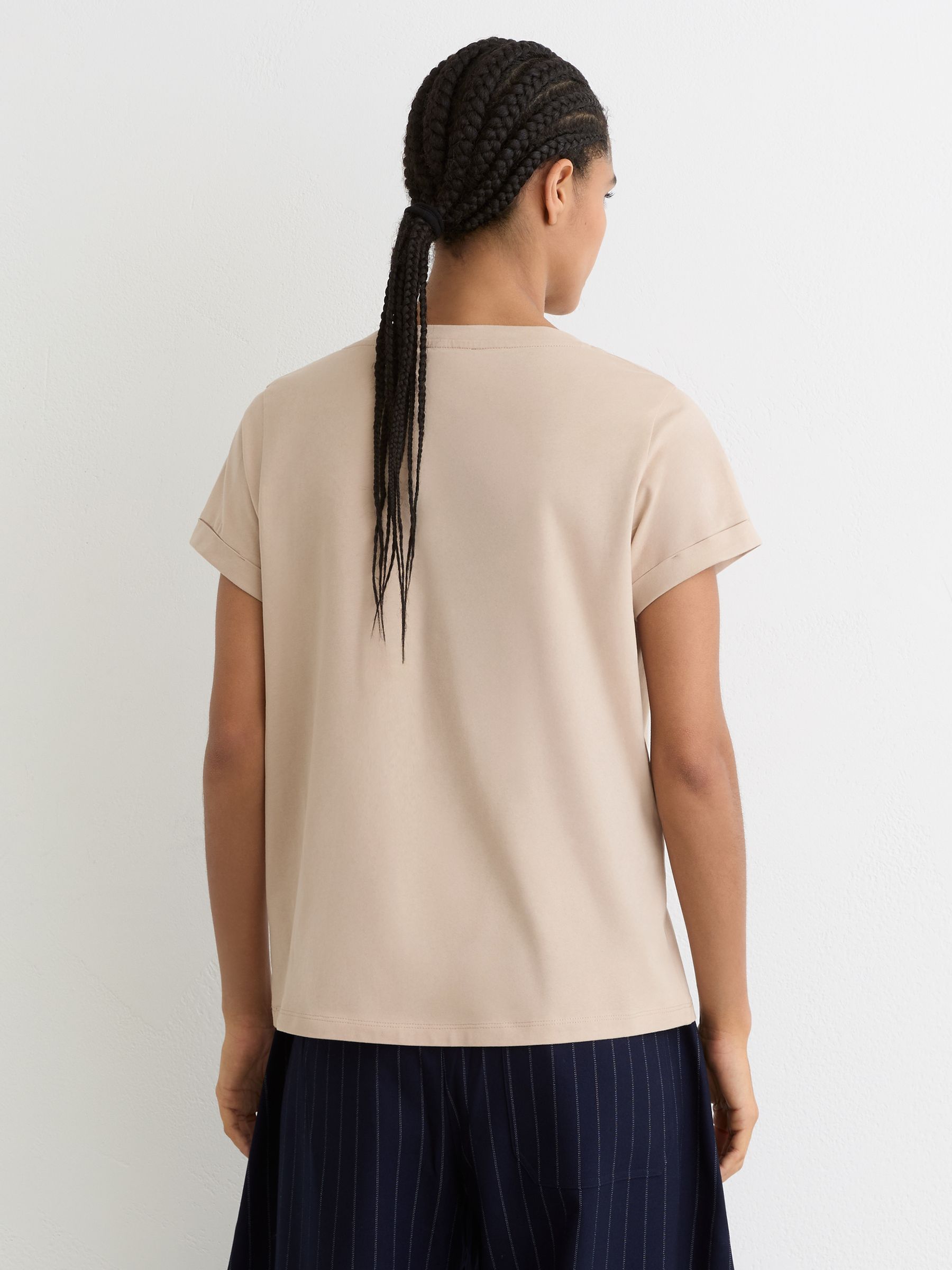Brushed-Cotton V-Neck T-Shirt in Camel - image 5